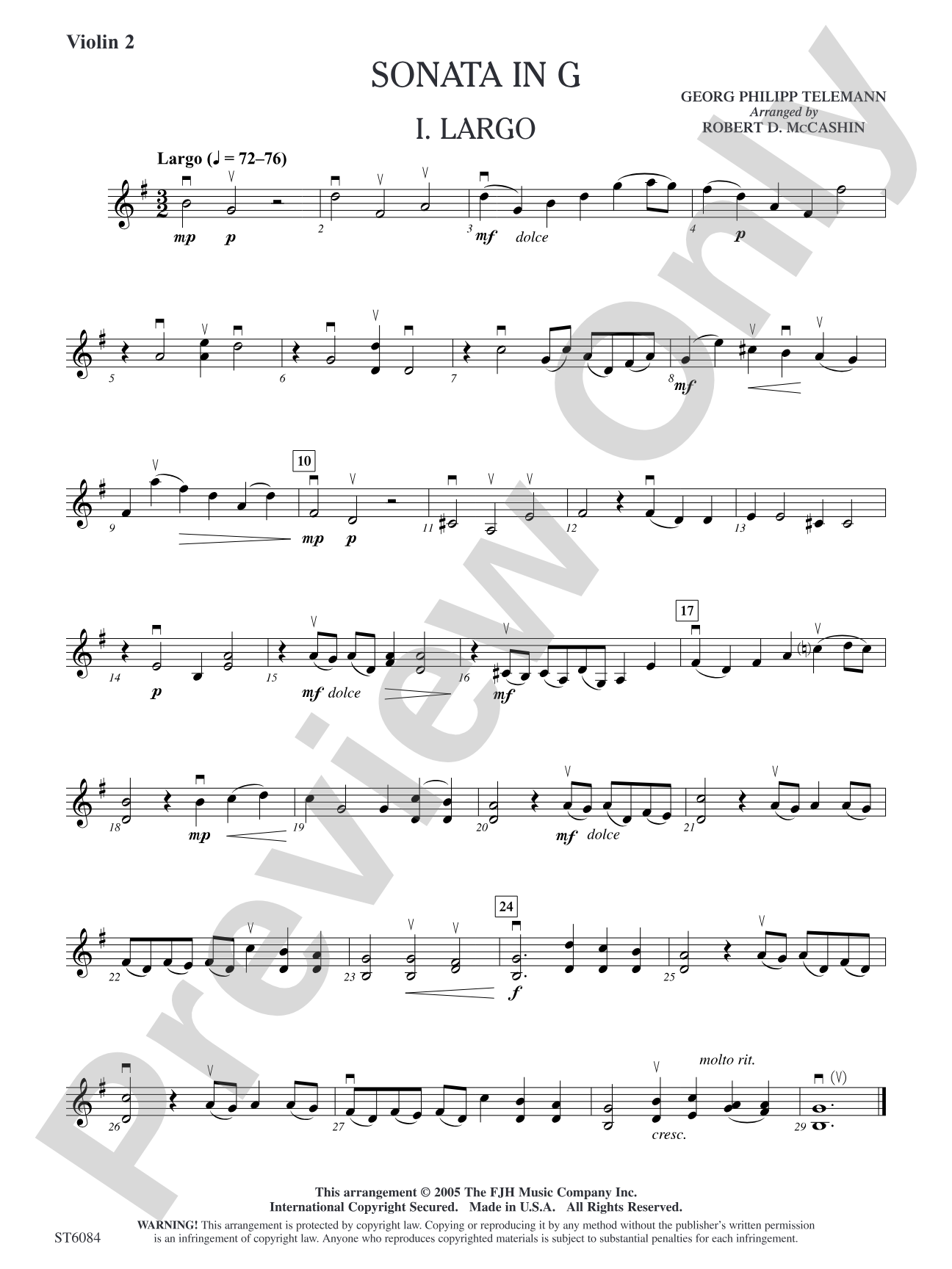 Sonata in G: Violin 2