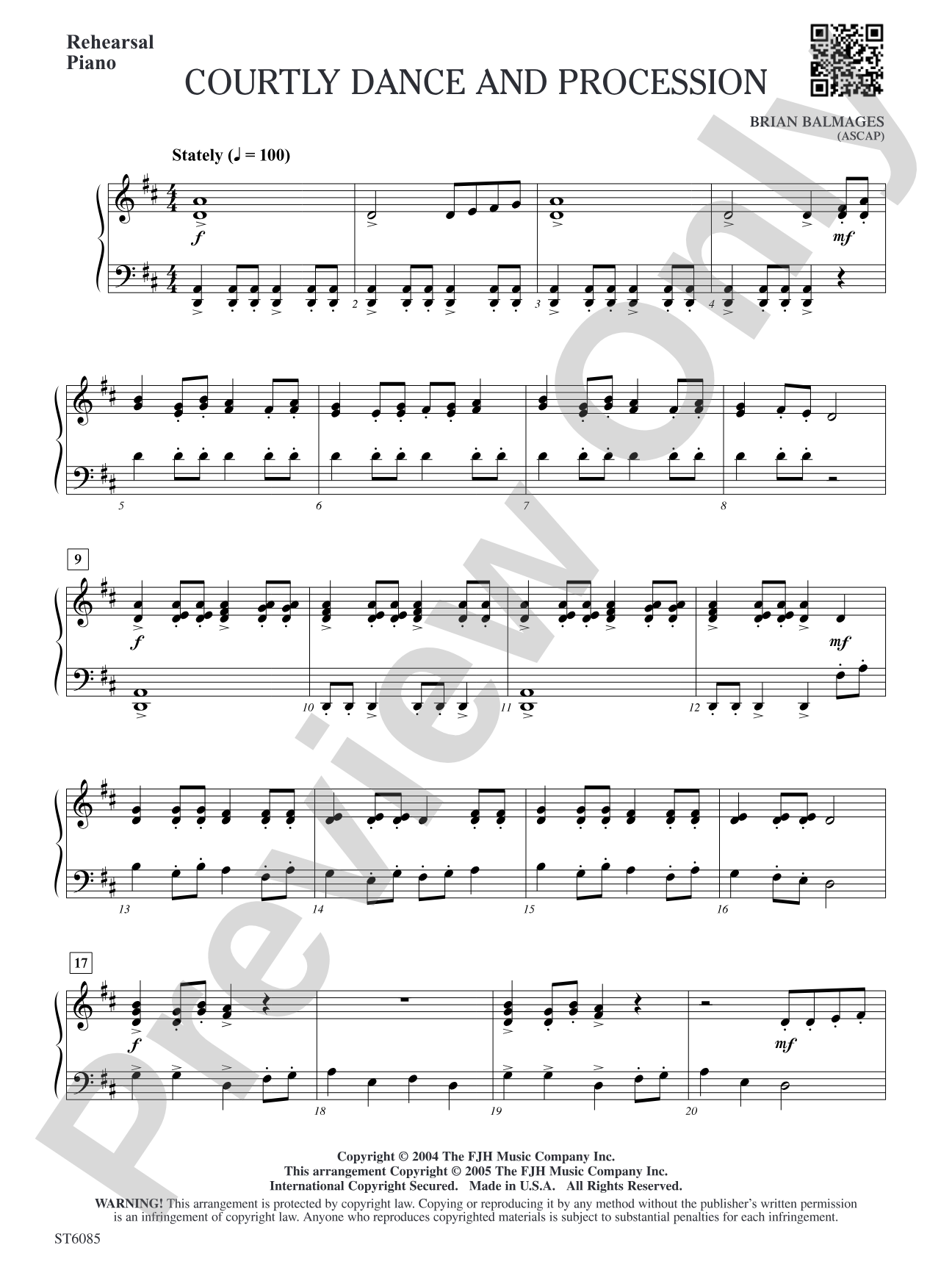 Courtly Dance and Procession: Rehearsal Piano