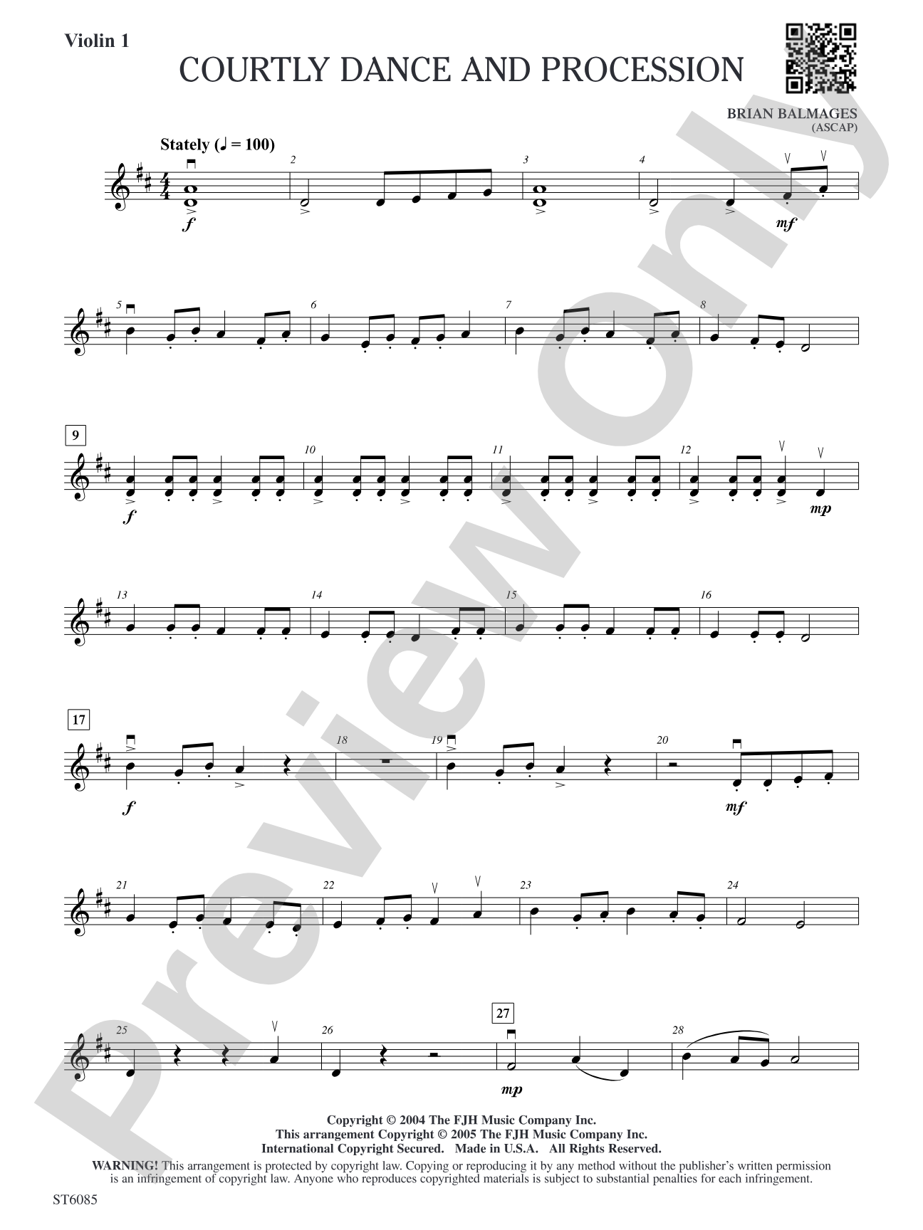Courtly Dance and Procession: Violin 1