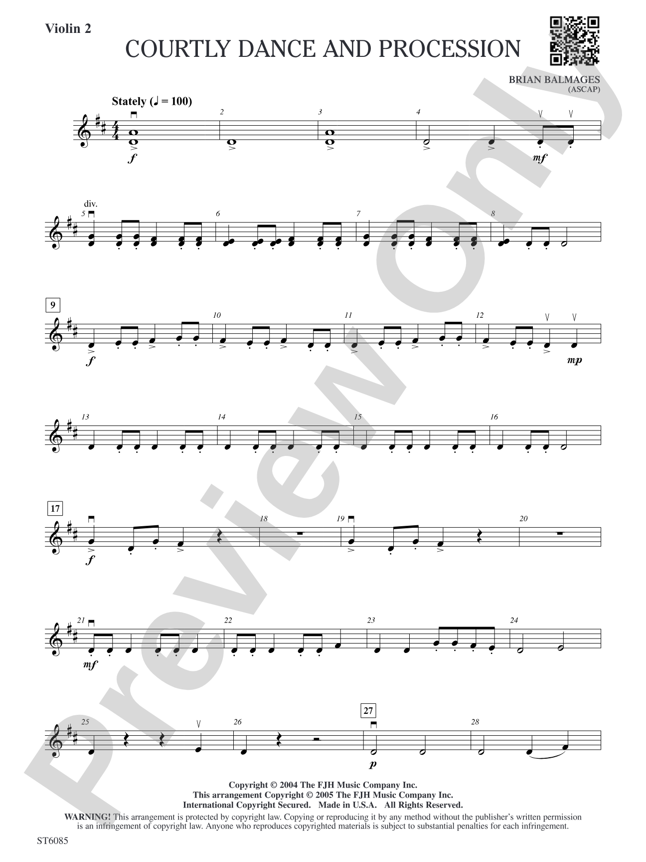 Courtly Dance and Procession: Violin 2 (Viola T.C.)