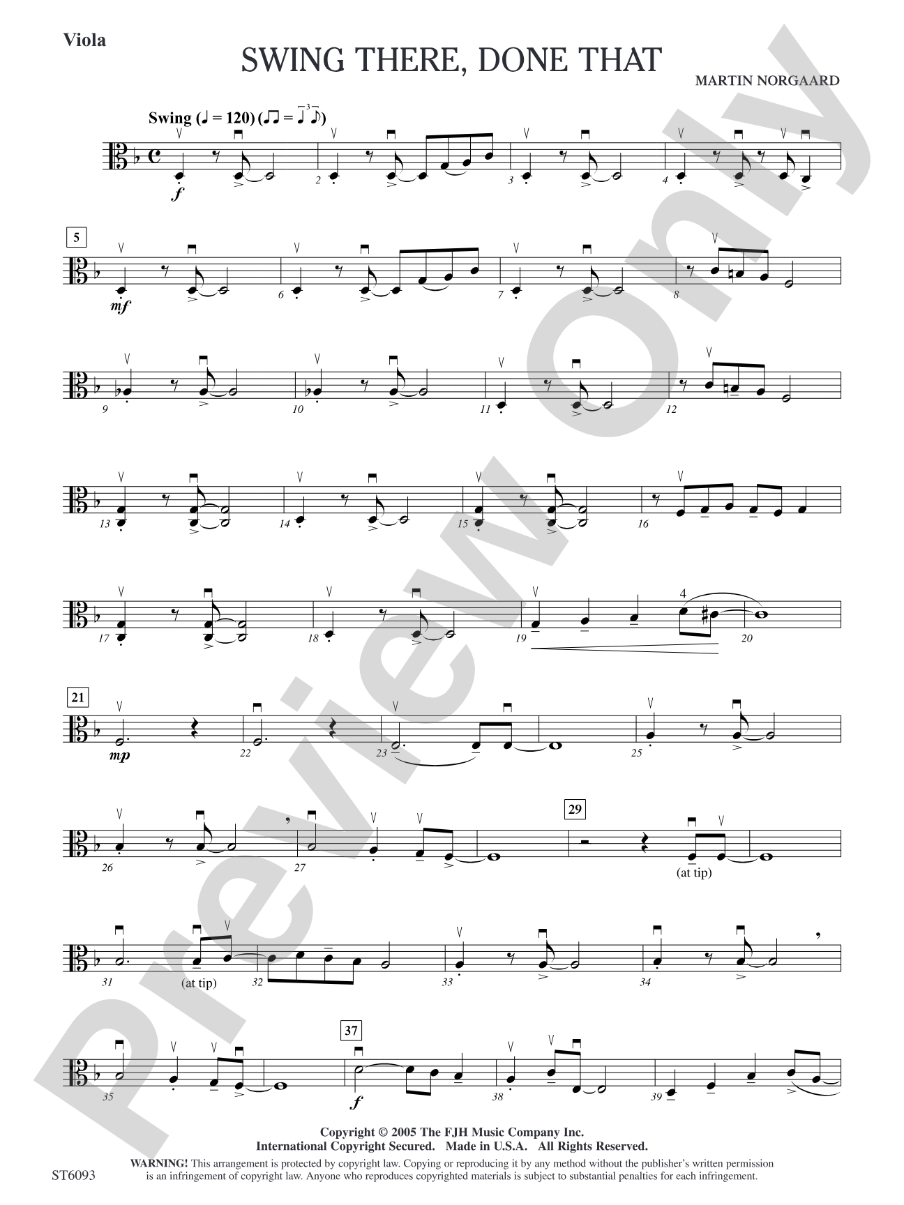 Swing There, Done That: Viola/Viola Solo Sheet