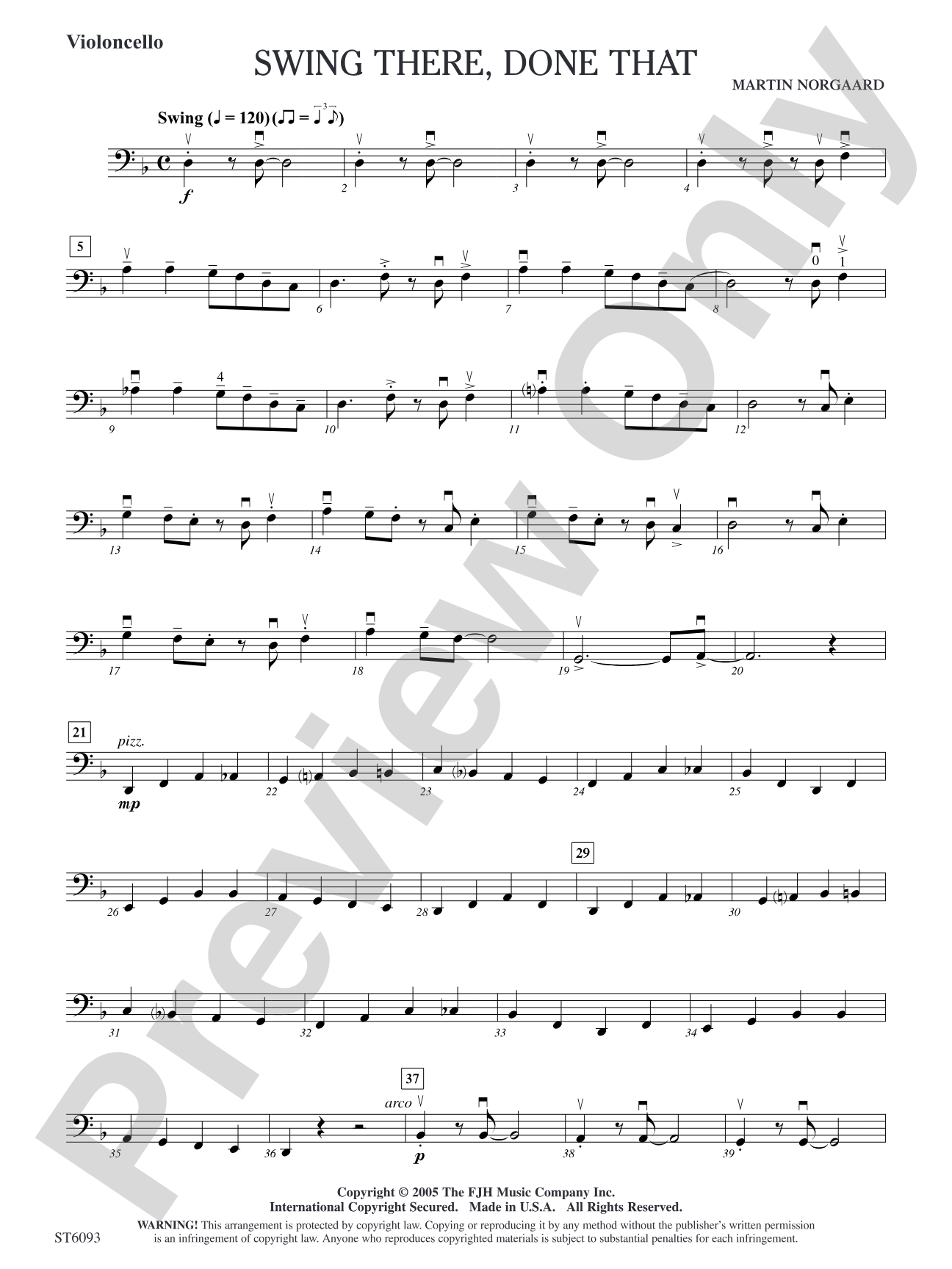 Swing There, Done That: Violoncello/Violoncello Solo Sheet