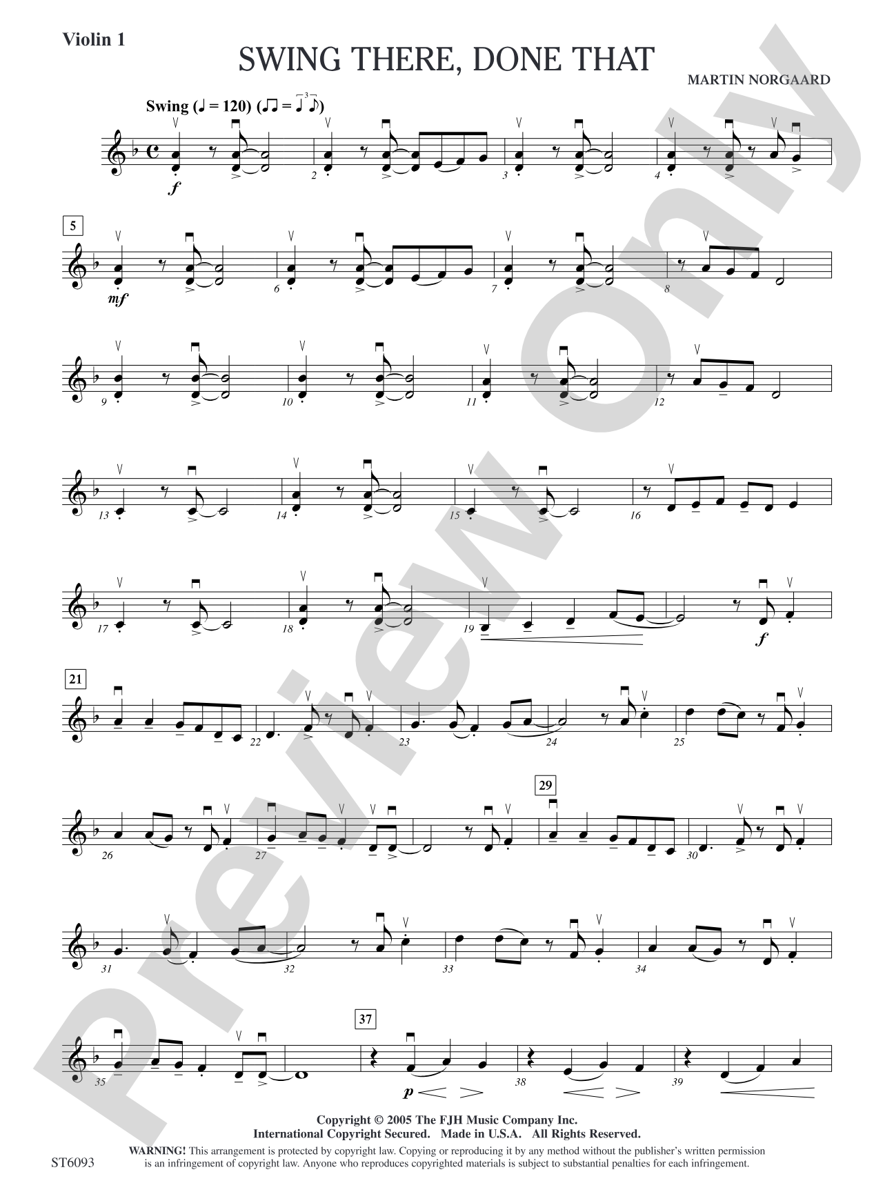 Swing There, Done That: Violin 1/Violin Solo Sheet