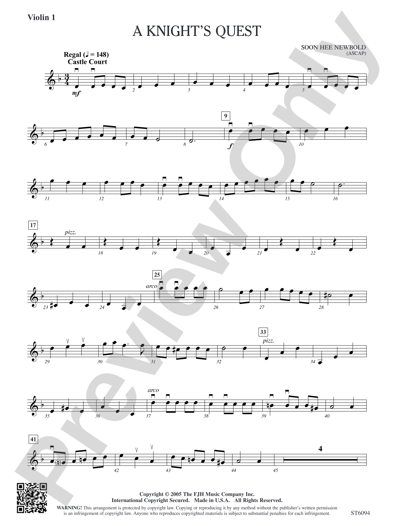 A Knight's Quest: Violin 1