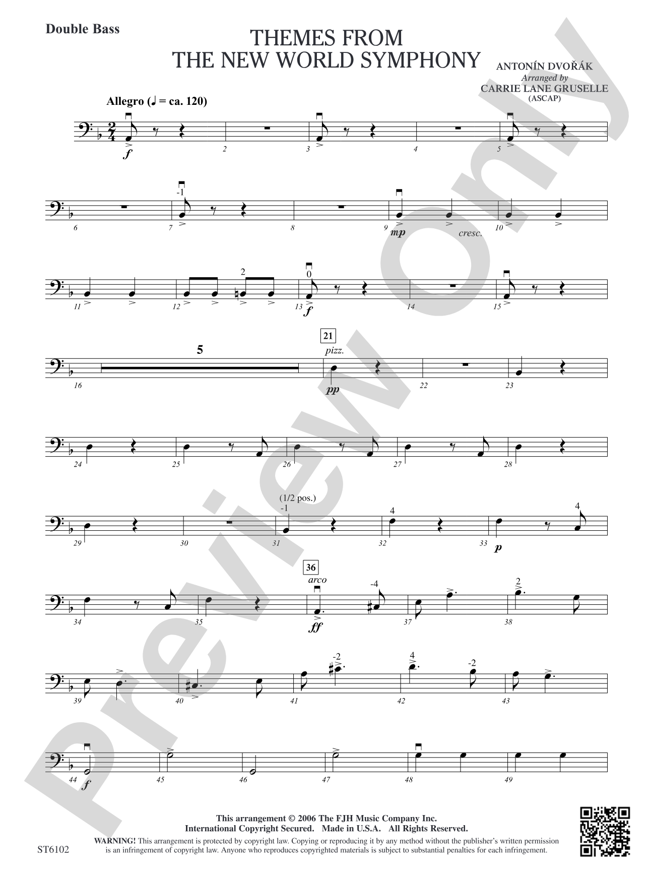 Themes from the New World Symphony: Double Bass