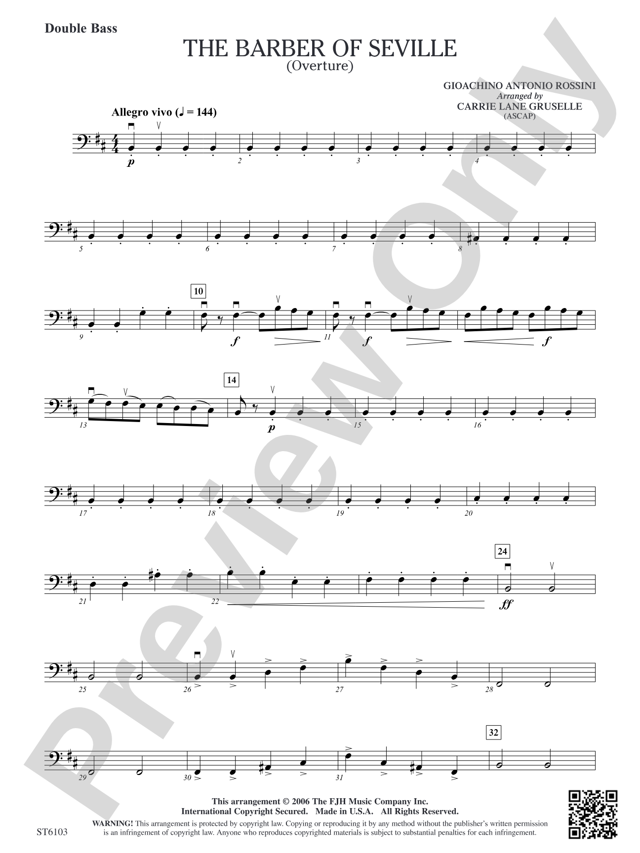 The Barber of Seville (Overture): Double Bass