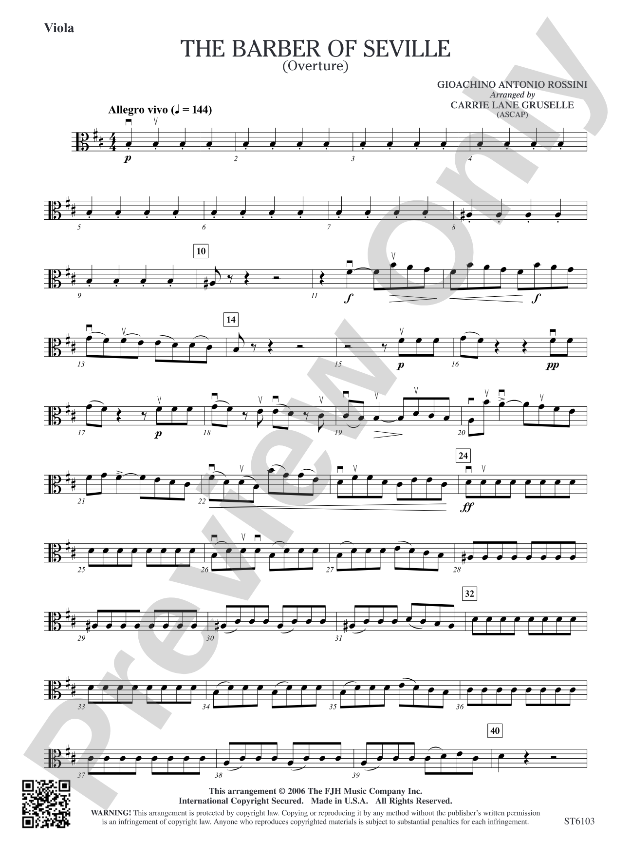 The Barber of Seville (Overture): Viola