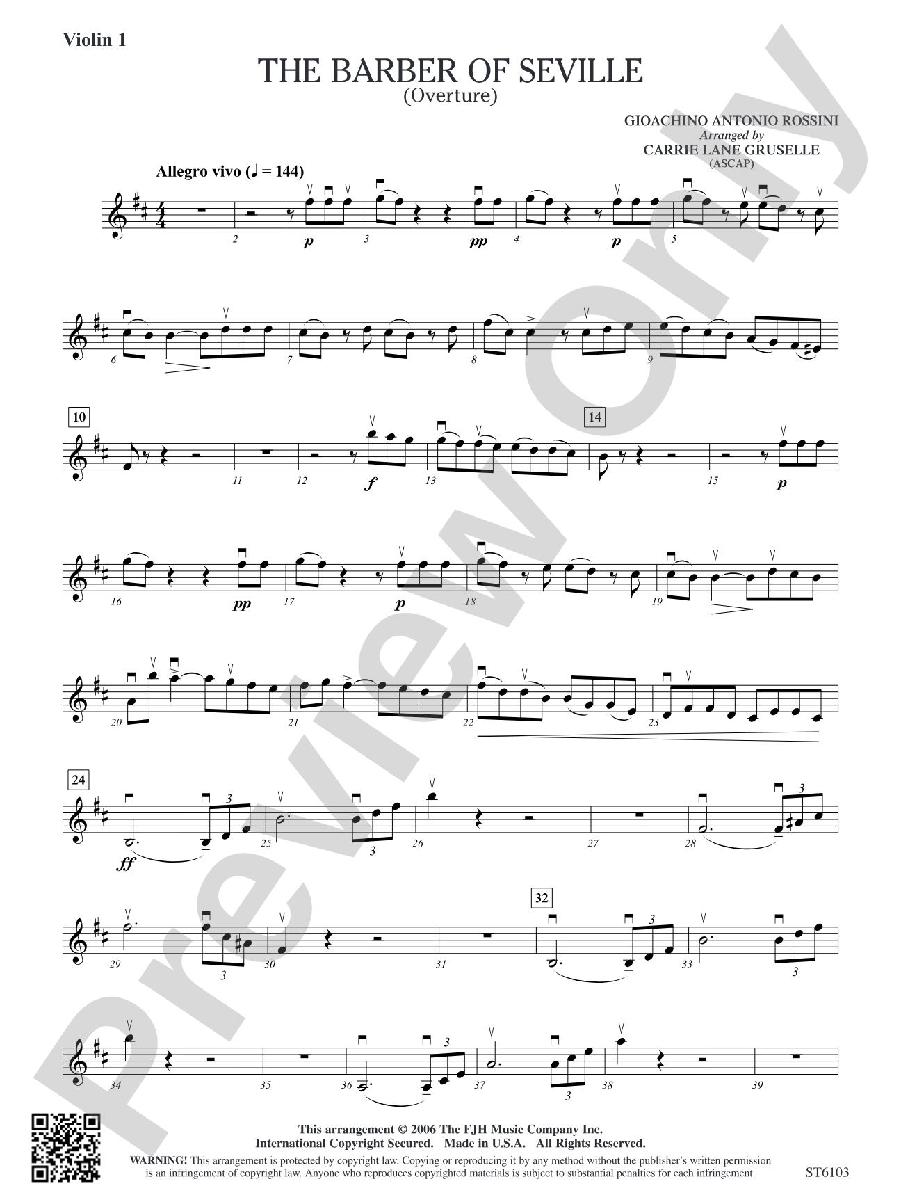 The Barber of Seville (Overture): Violin 1