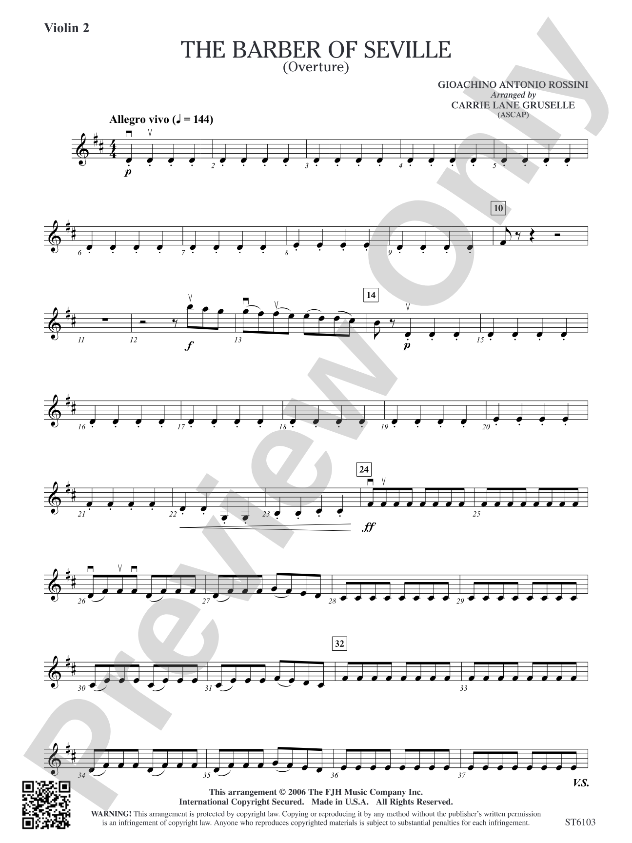 The Barber of Seville (Overture): Violin 2