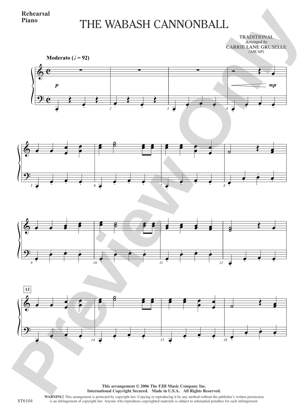 The Wabash Cannonball: Rehearsal Piano
