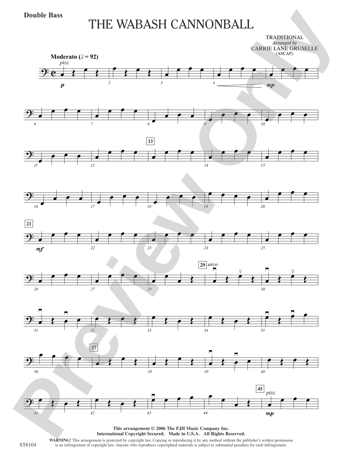 The Wabash Cannonball: Double Bass