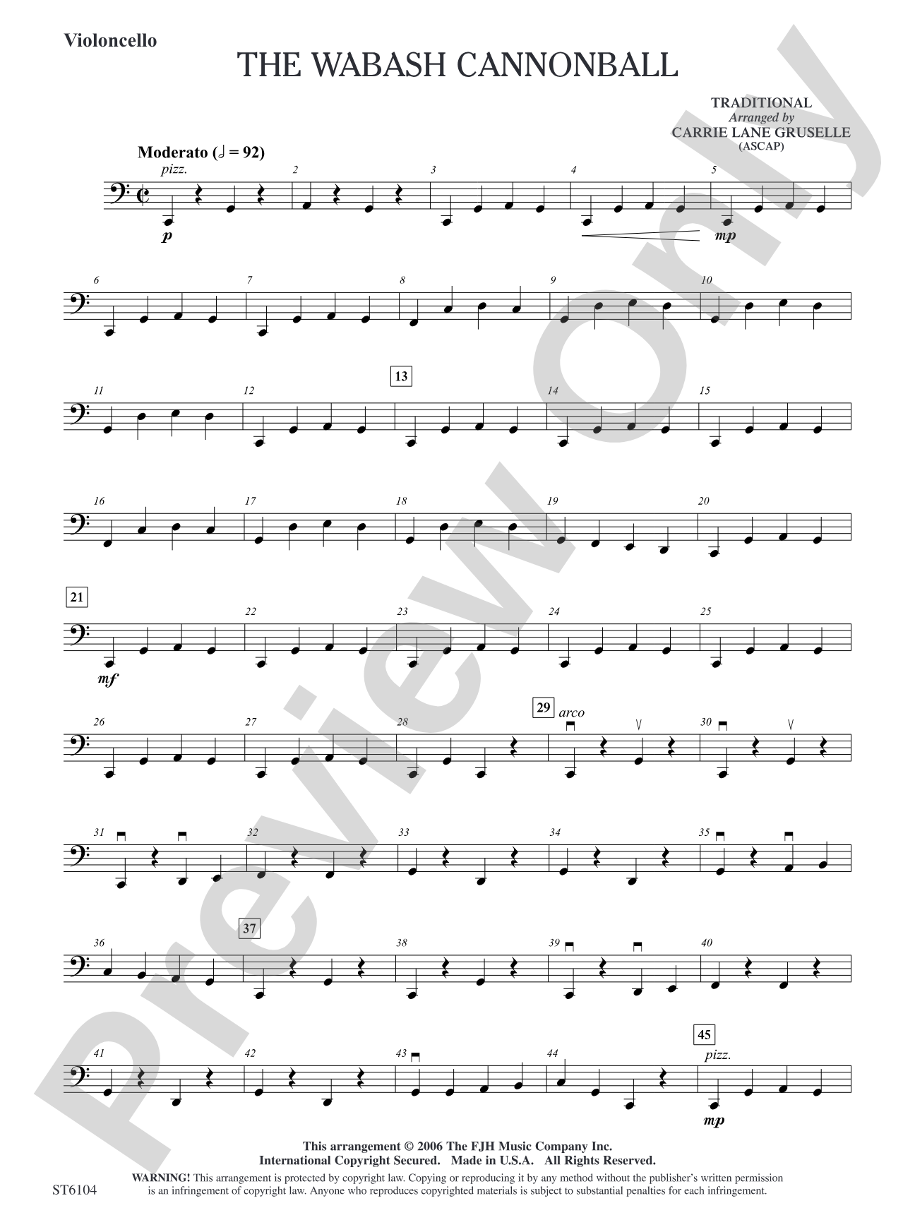 The Wabash Cannonball: Violoncello