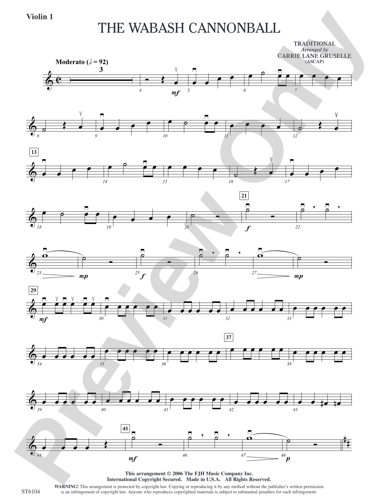 The Wabash Cannonball: Violin 1