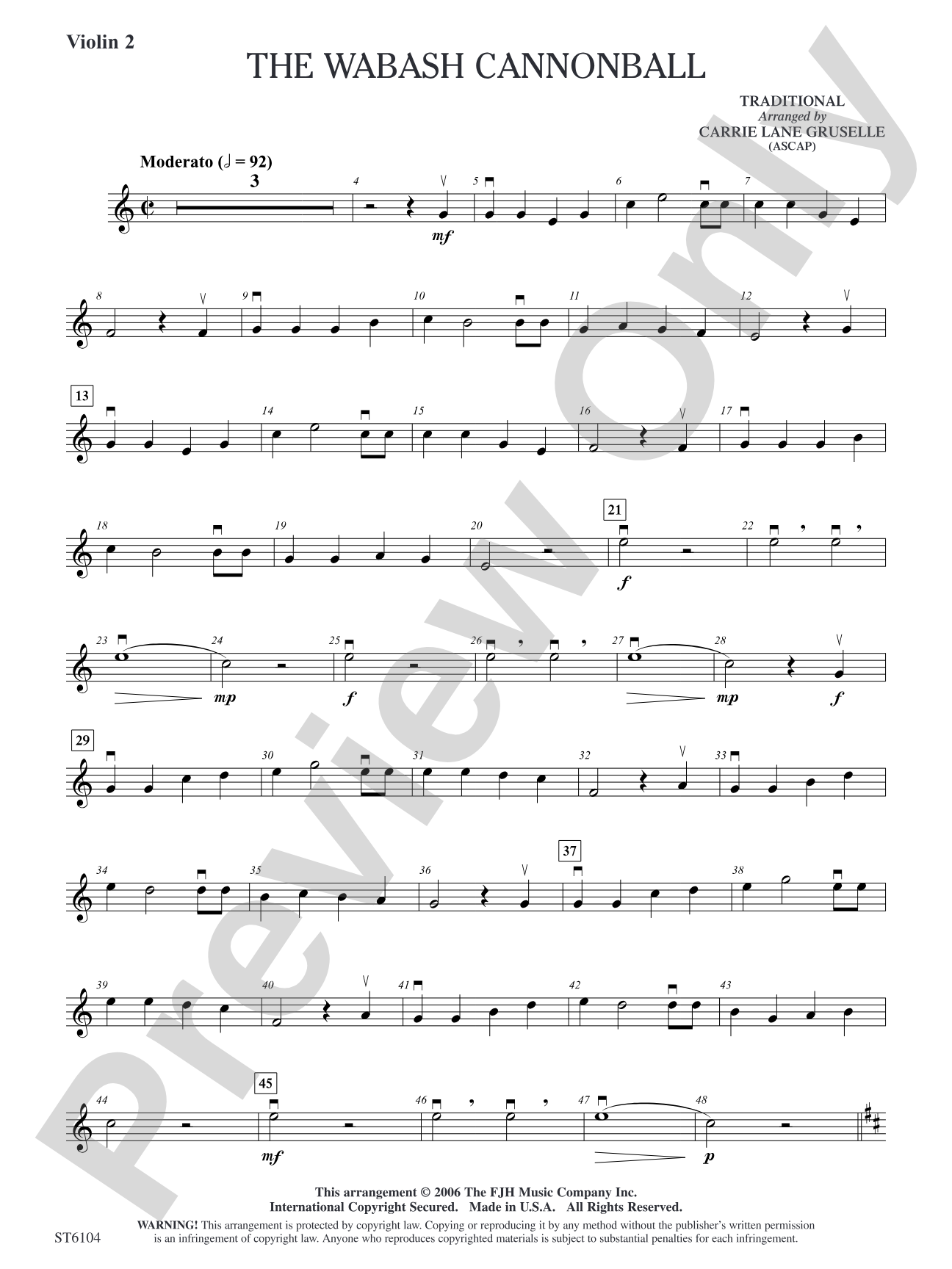 The Wabash Cannonball: Violin 2