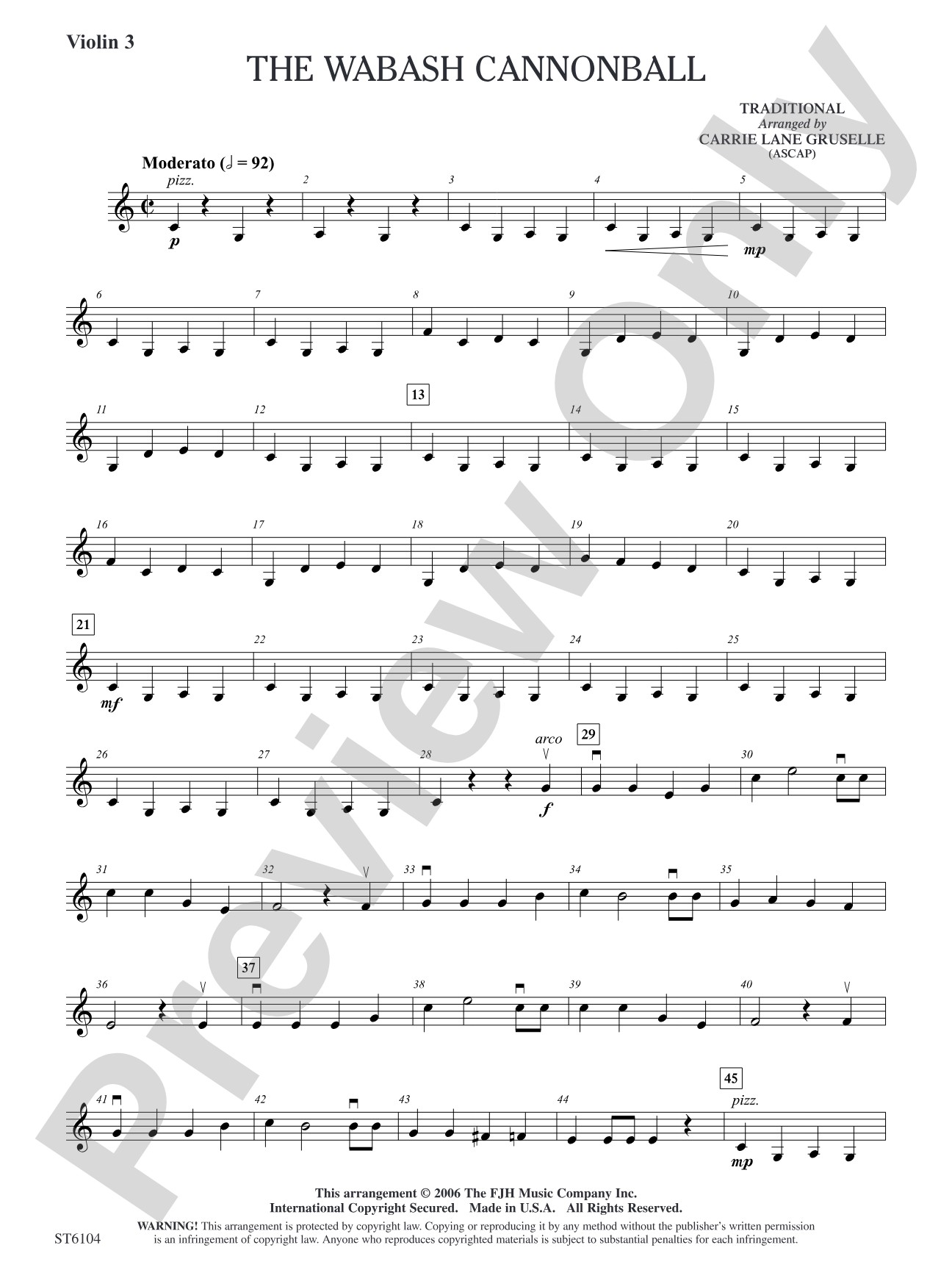 The Wabash Cannonball: Violin 3 (Viola T.C.)