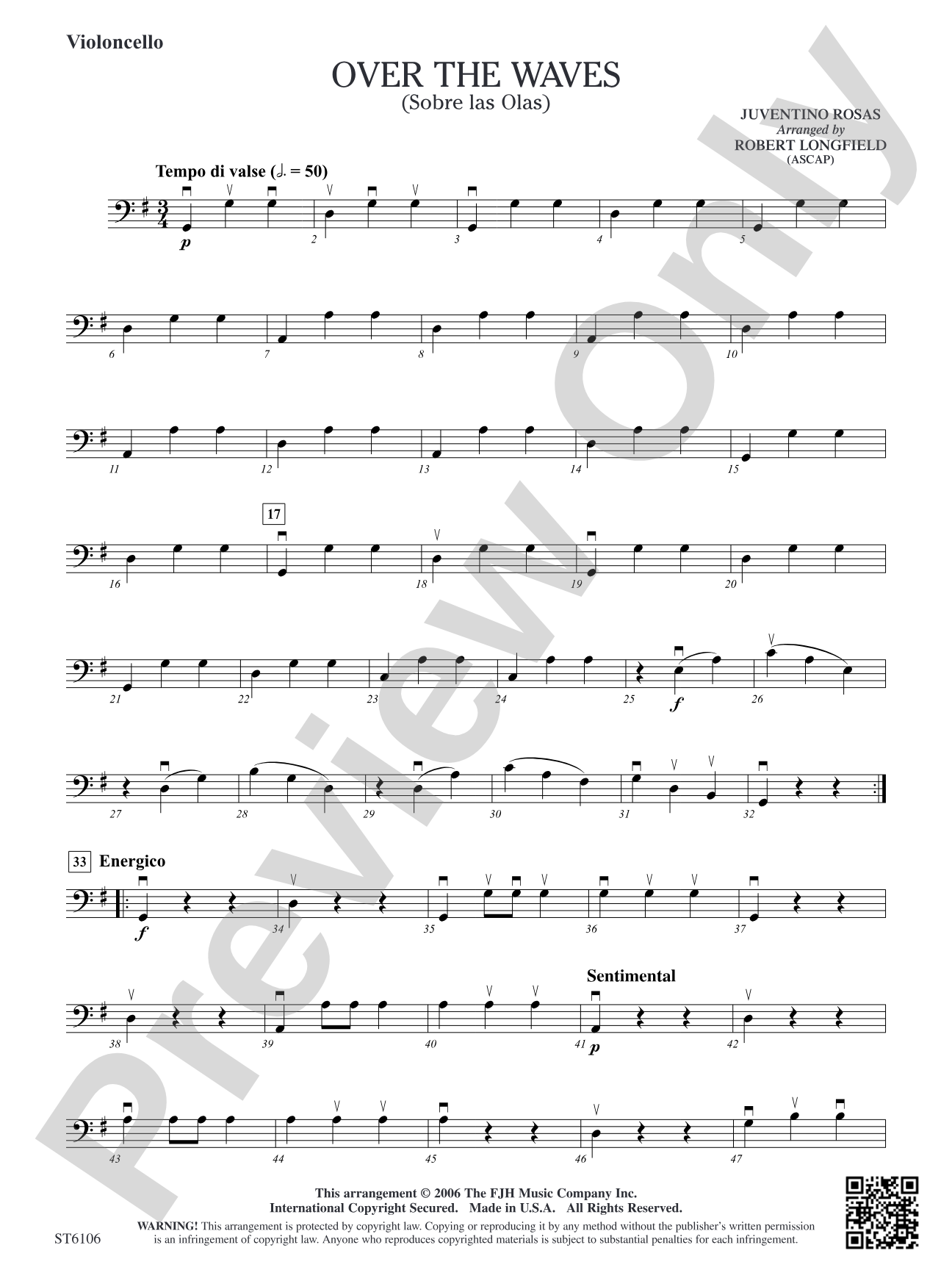 Over the Waves (Sobre las Olas): Violoncello