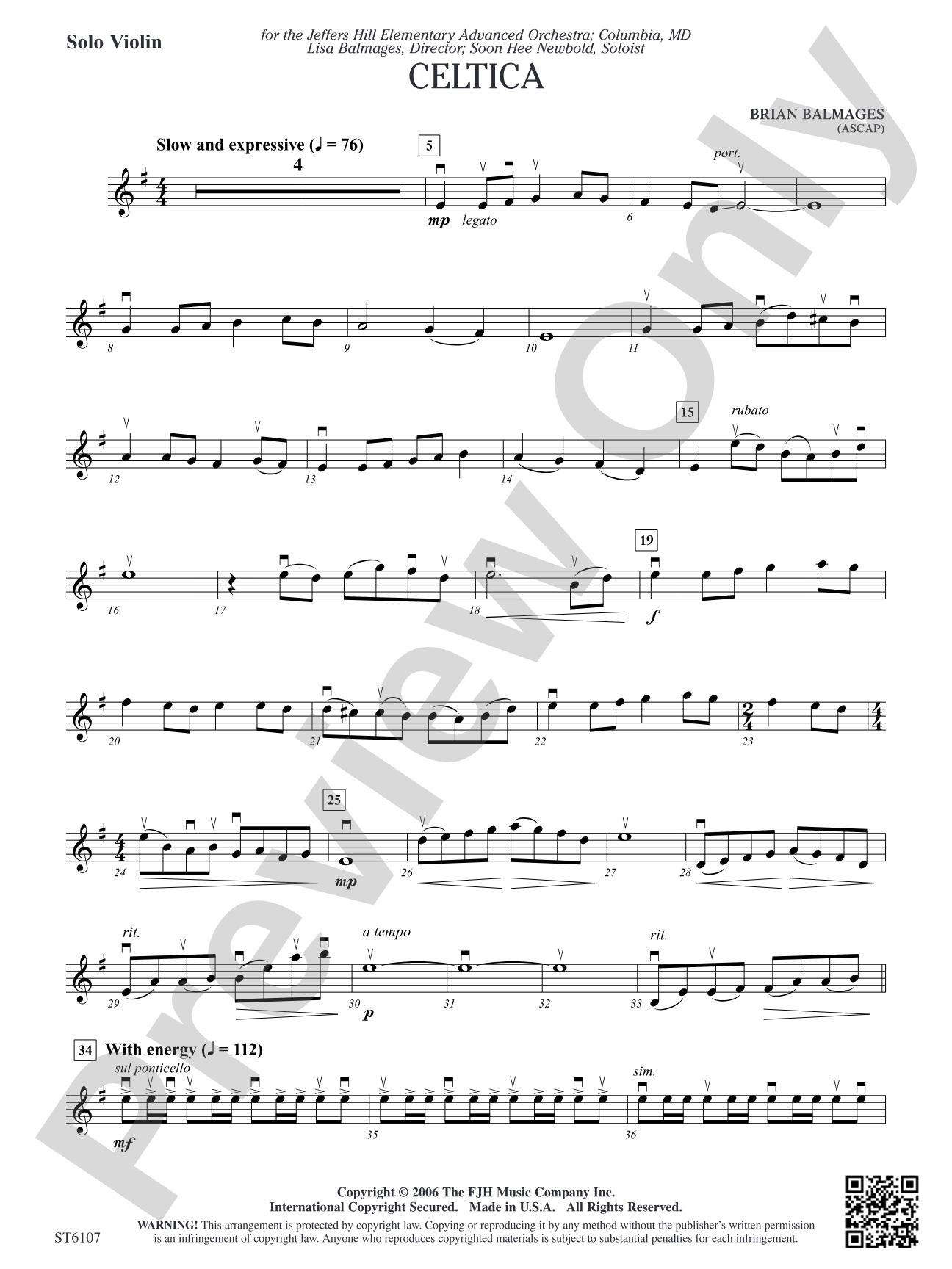 Celtica (for Solo Violin and String Orchestra): Solo Violin (Grade 2)