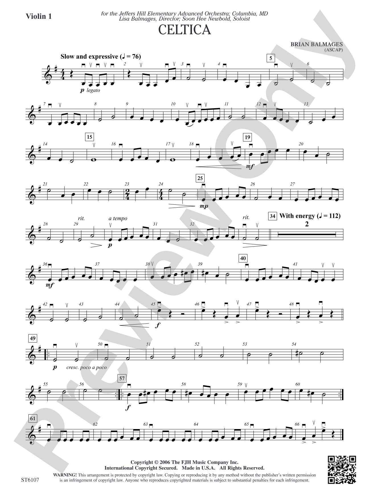 Celtica (for Solo Violin and String Orchestra): Violin 1