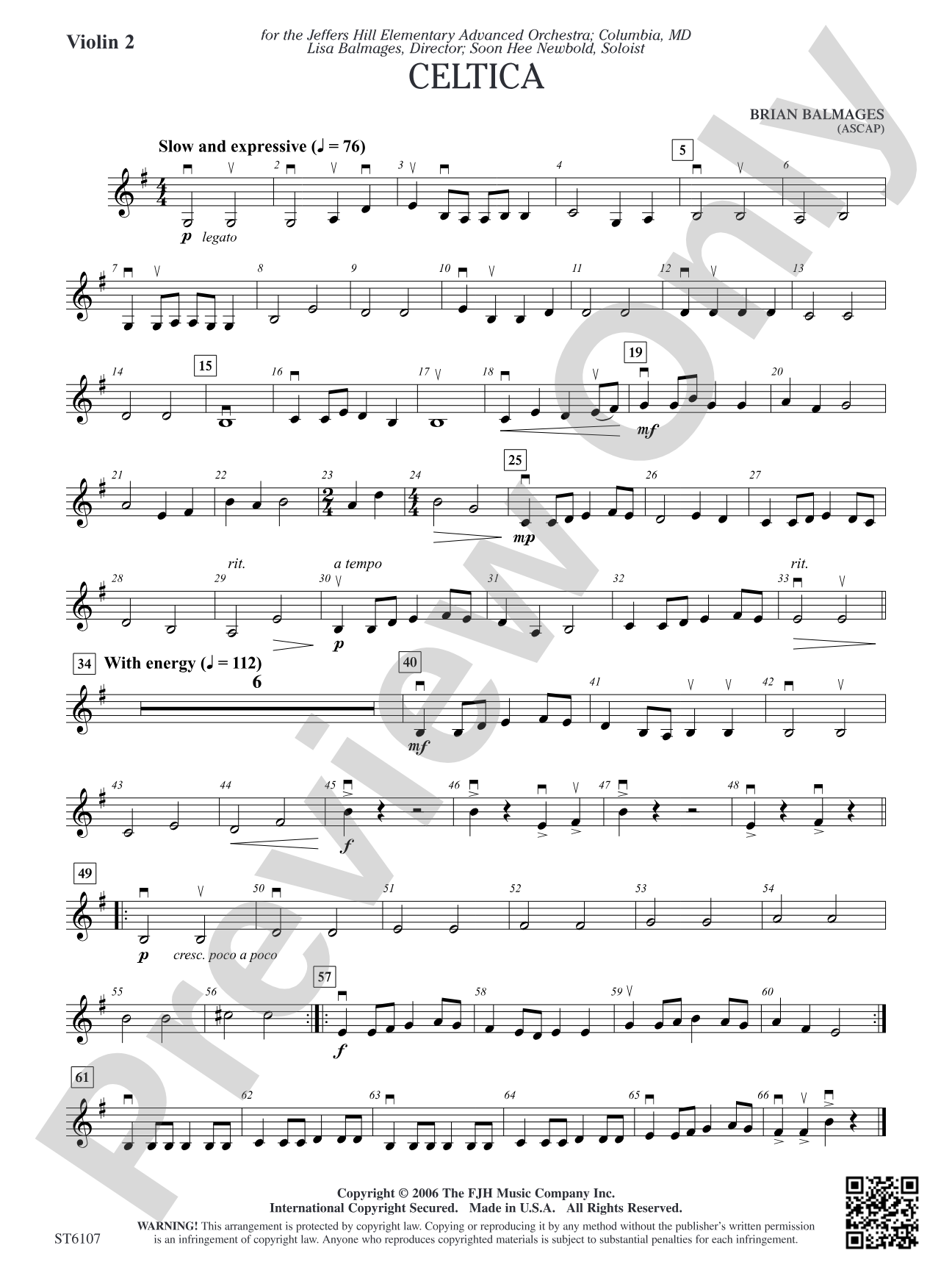 Celtica (for Solo Violin and String Orchestra): Violin 2