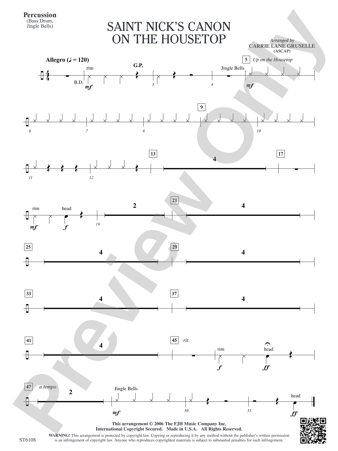 Saint Nick's Canon on the Housetop: Opt. Percussion