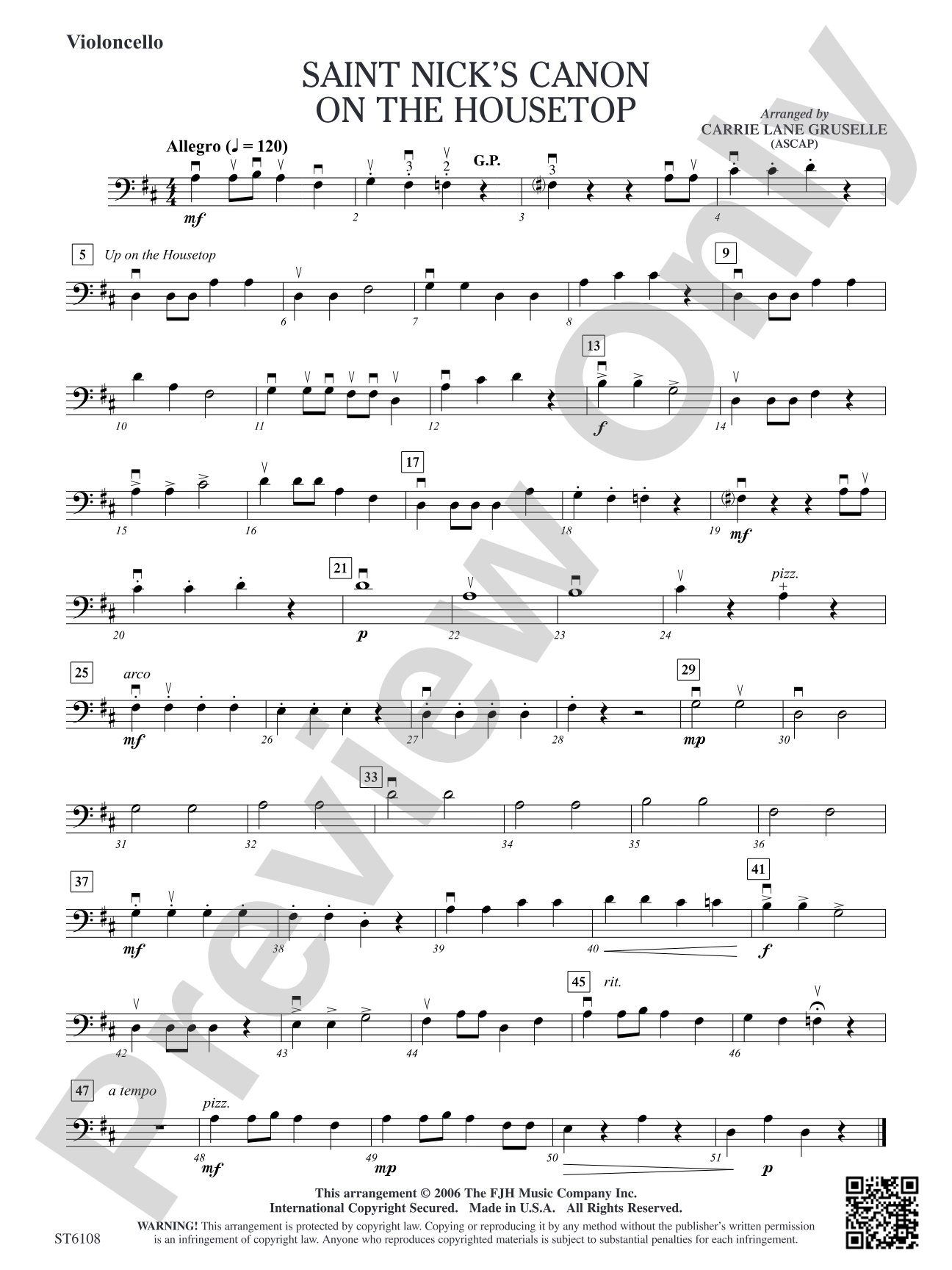 Saint Nick's Canon on the Housetop: Violoncello