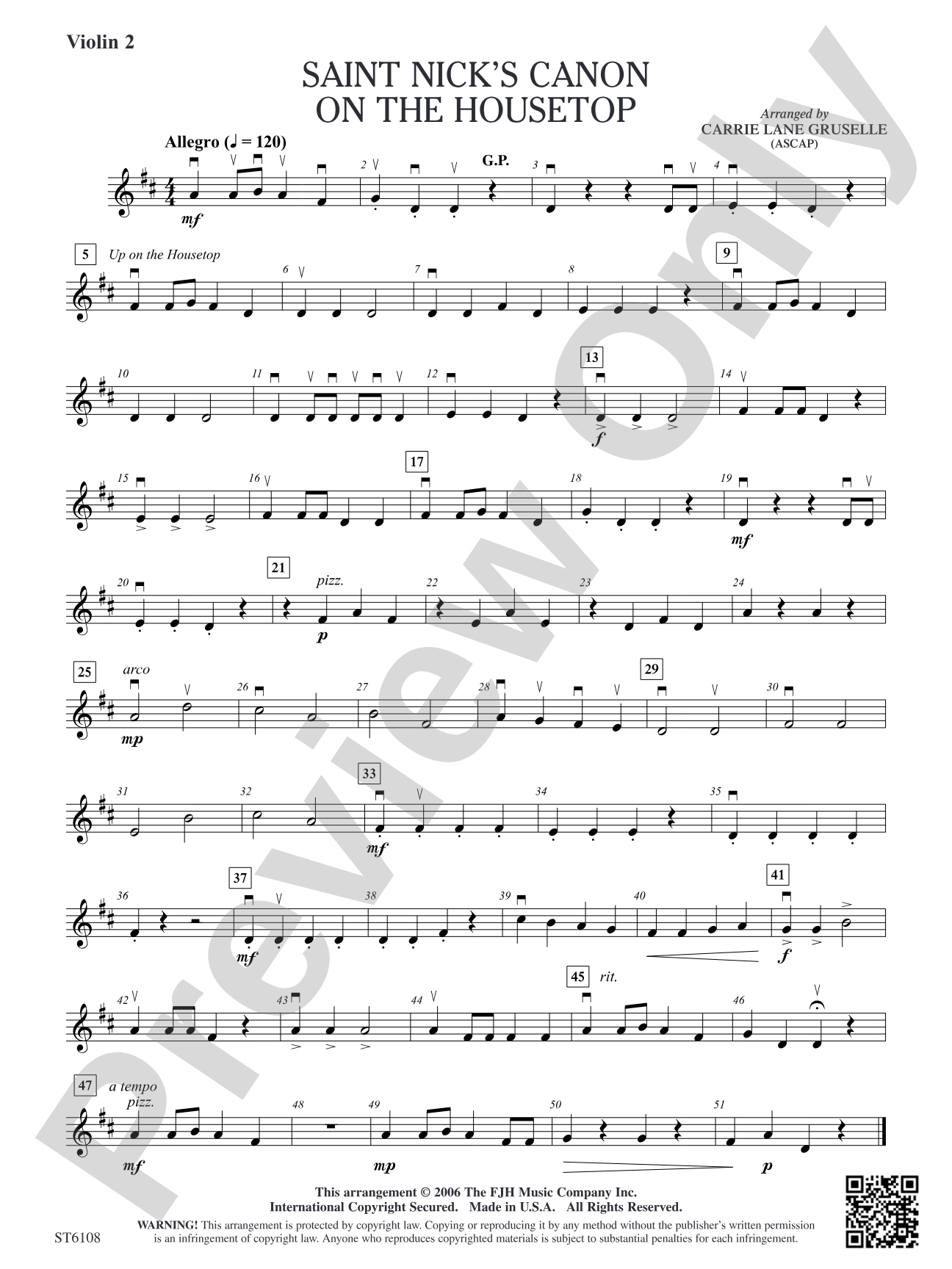 Saint Nick's Canon on the Housetop: Violin 2 (Viola T.C.)