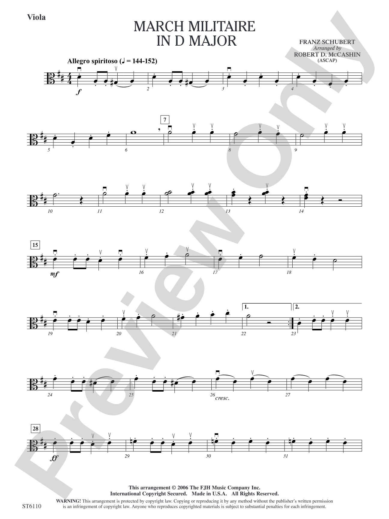 Marche Militaire in D Major: Viola