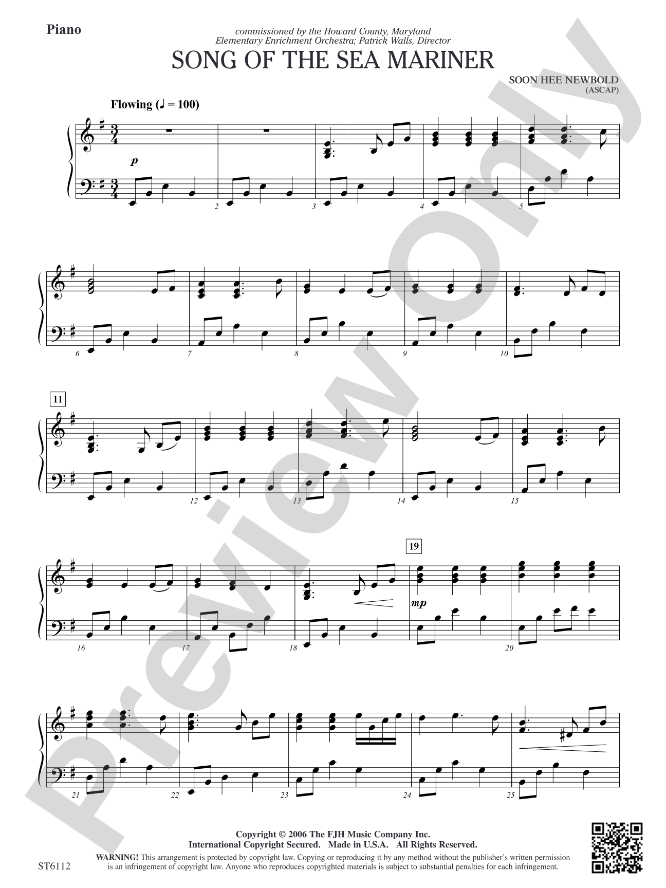 Song of the Sea Mariner: Piano