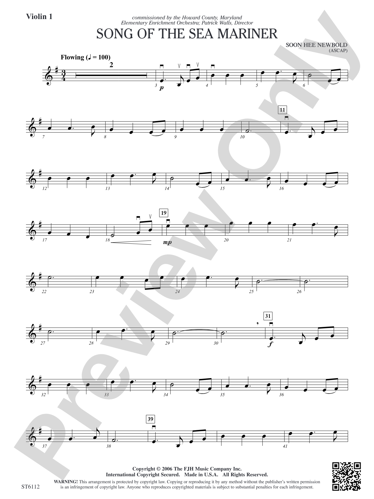 Song of the Sea Mariner: Violin 1