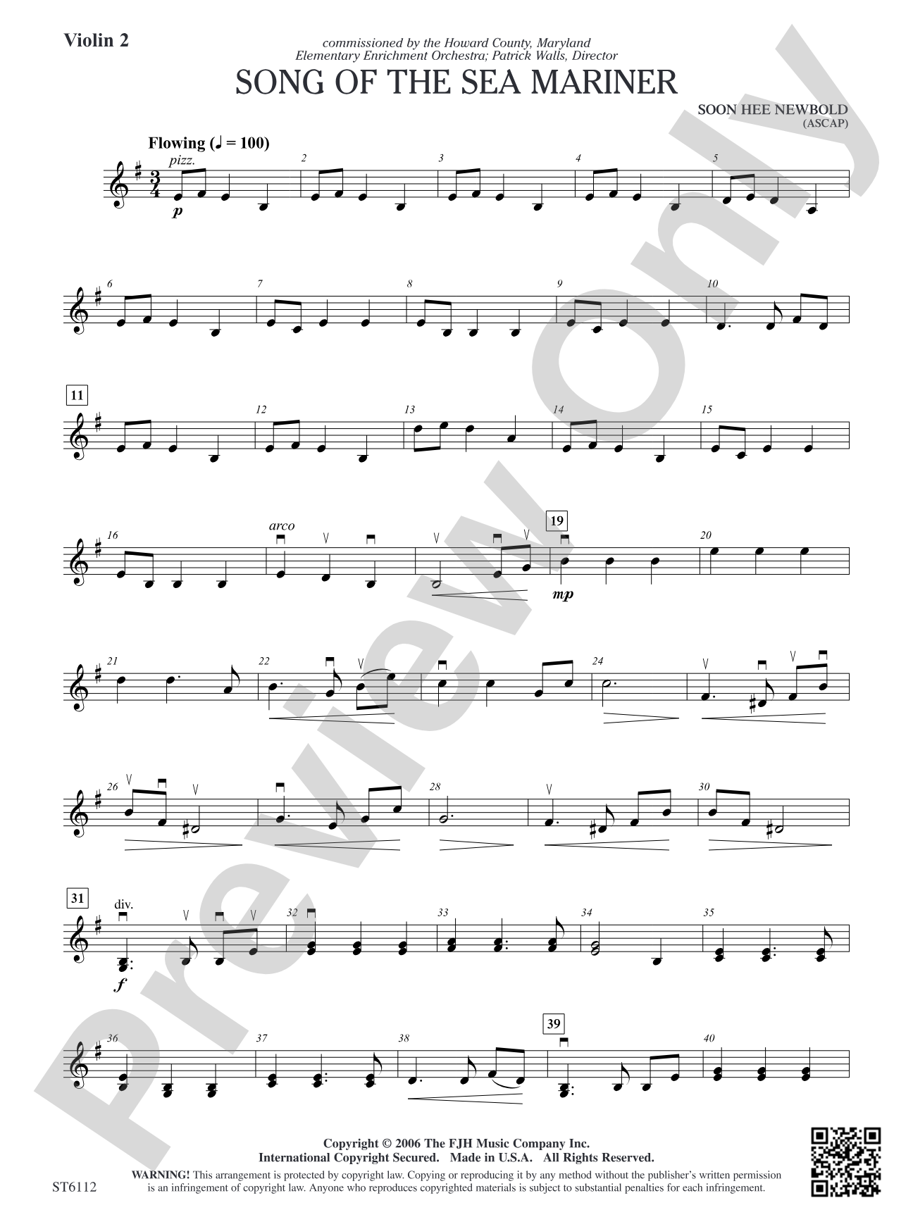 Song of the Sea Mariner: Violin 2