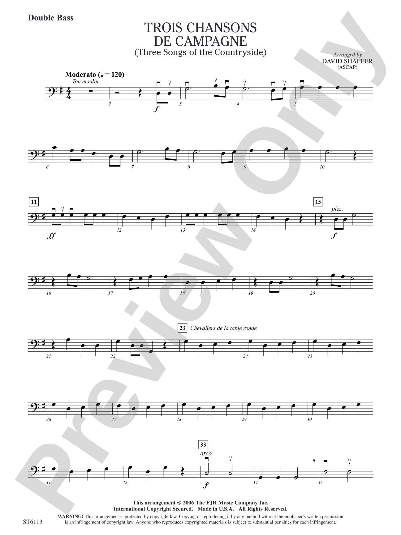 Trois chansons de campagne (Three Songs of the Countryside): Double Bass
