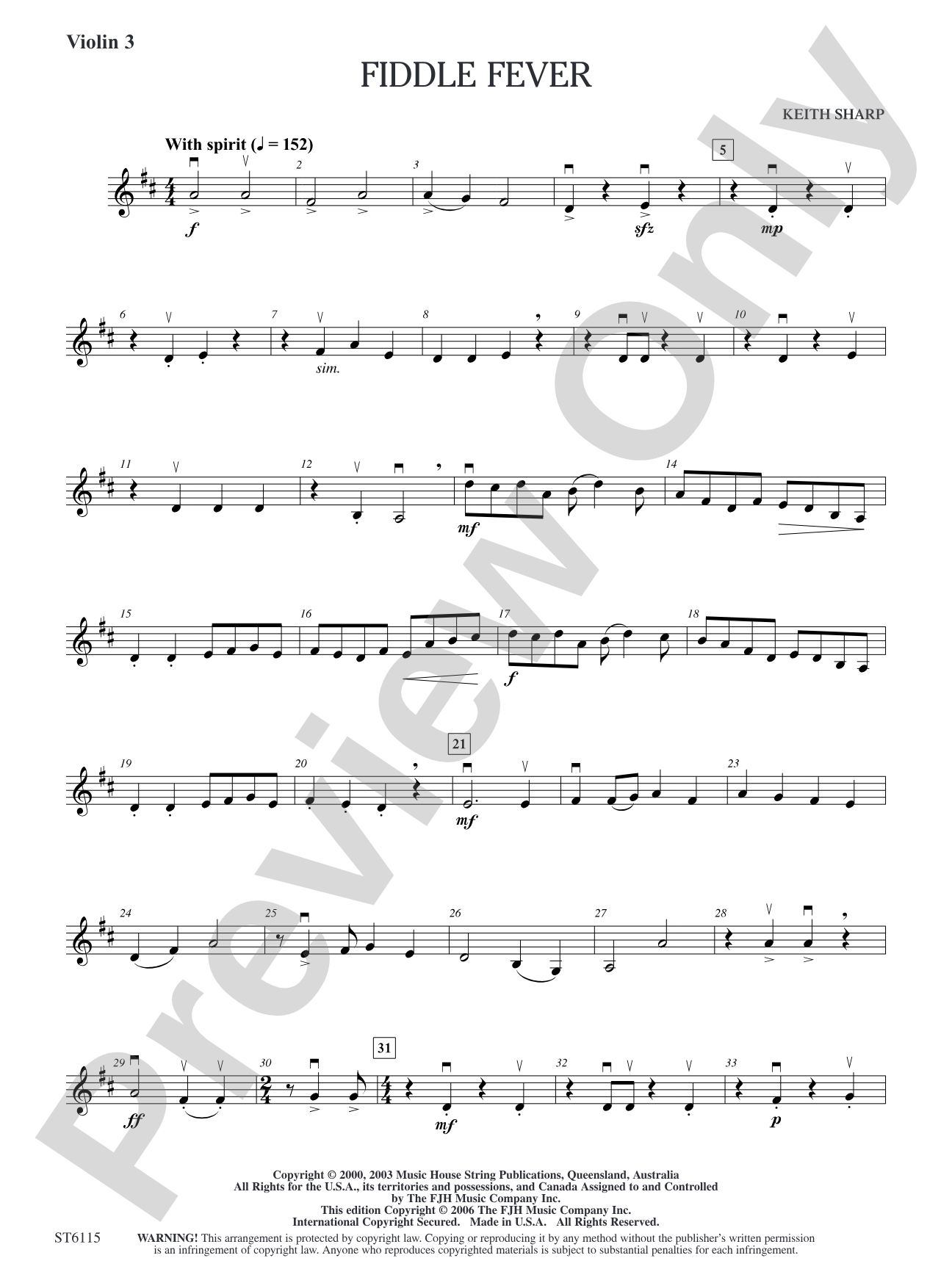 Fiddle Fever: Violin 3 (Viola T.C.)