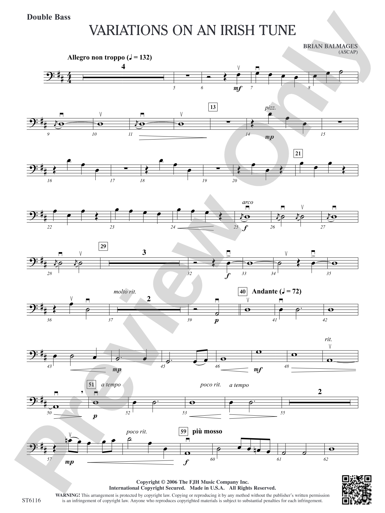 Variations on an Irish Tune: Double Bass