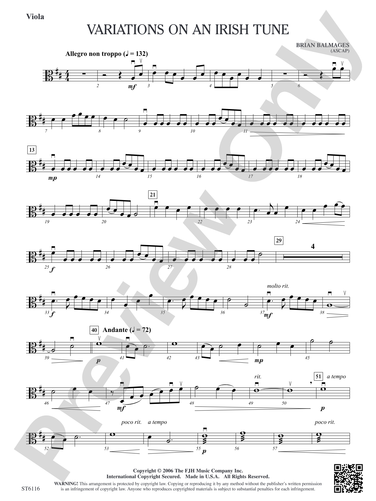 Variations on an Irish Tune: Viola