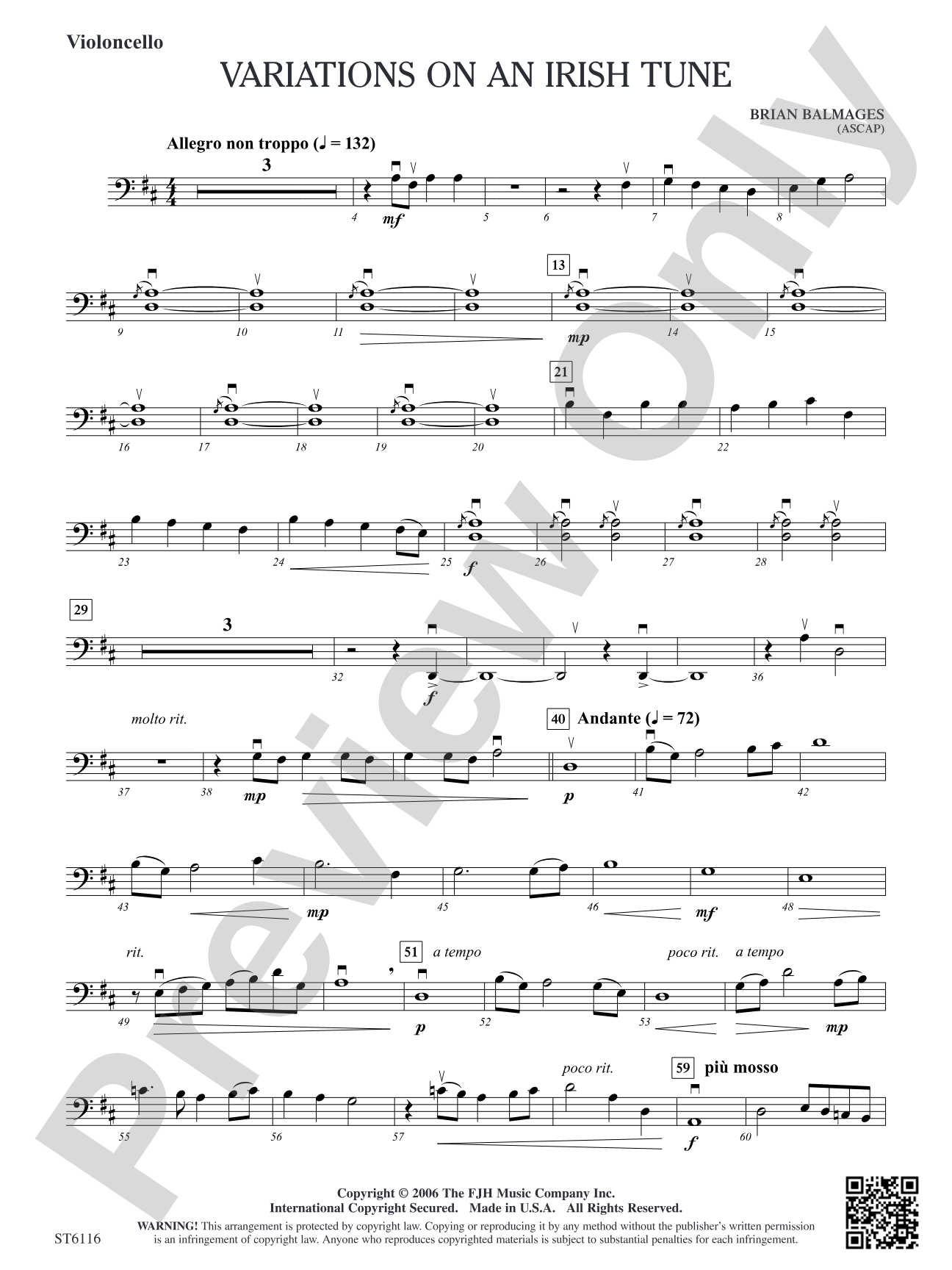 Variations on an Irish Tune: Violoncello