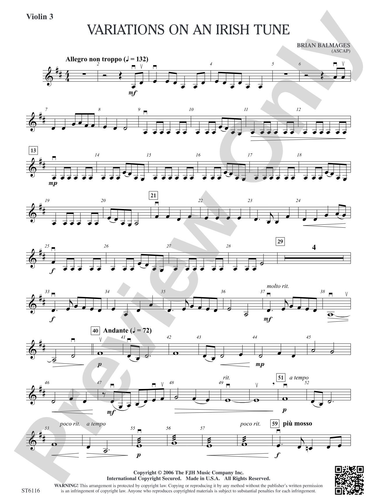 Variations on an Irish Tune: Violin 3 (Viola T.C.)