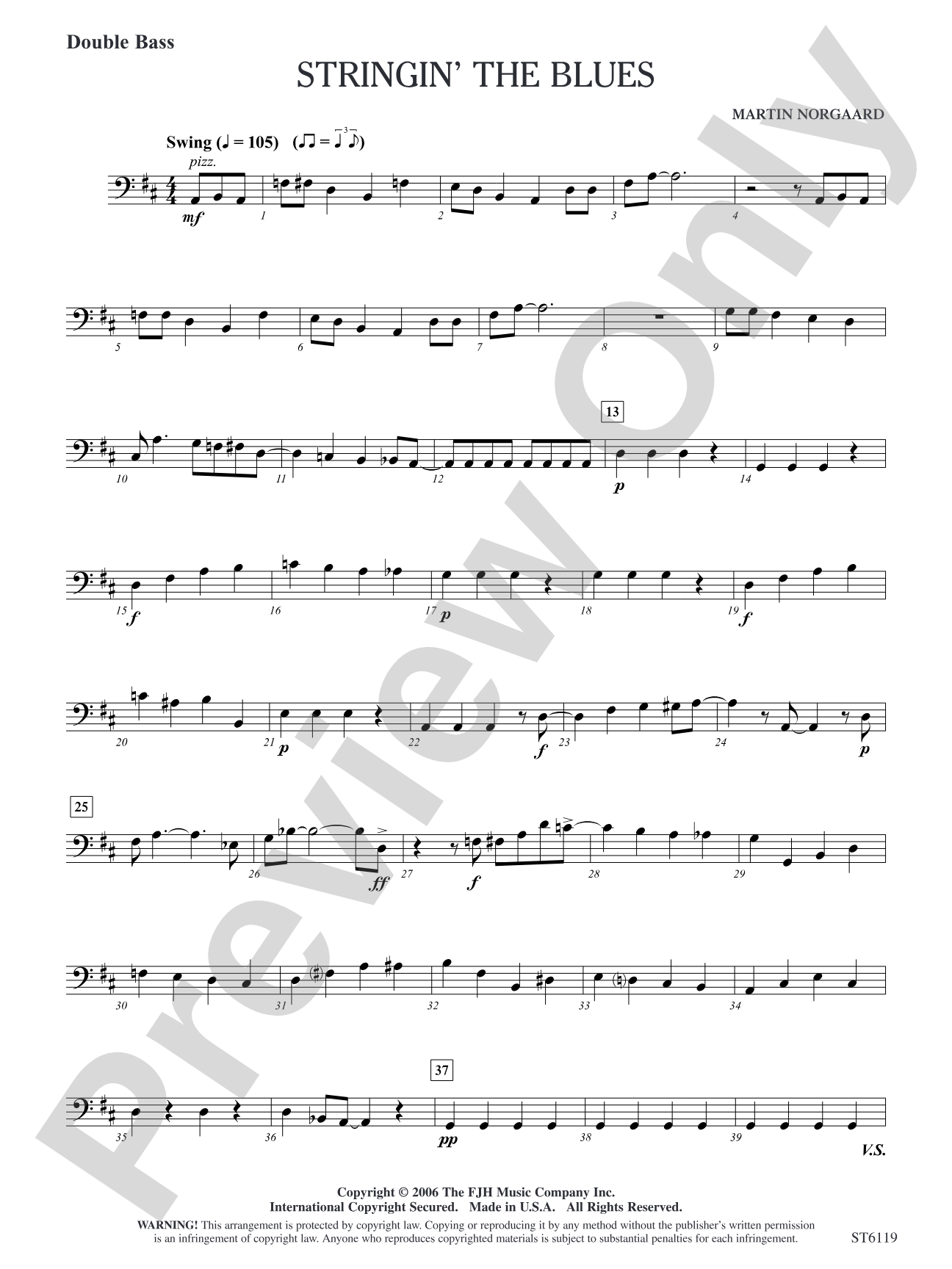 Stringin' the Blues: Double Bass/Double Bass Solo Sheet