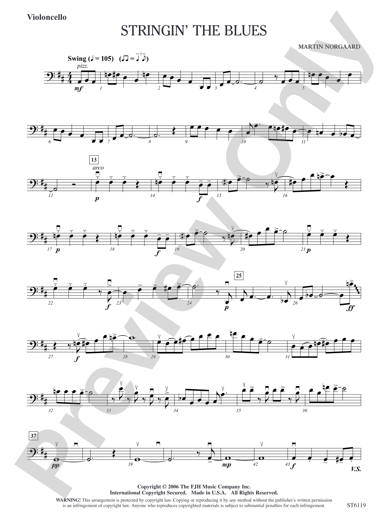 Stringin' the Blues: Violoncello/Violoncello Solo Sheet