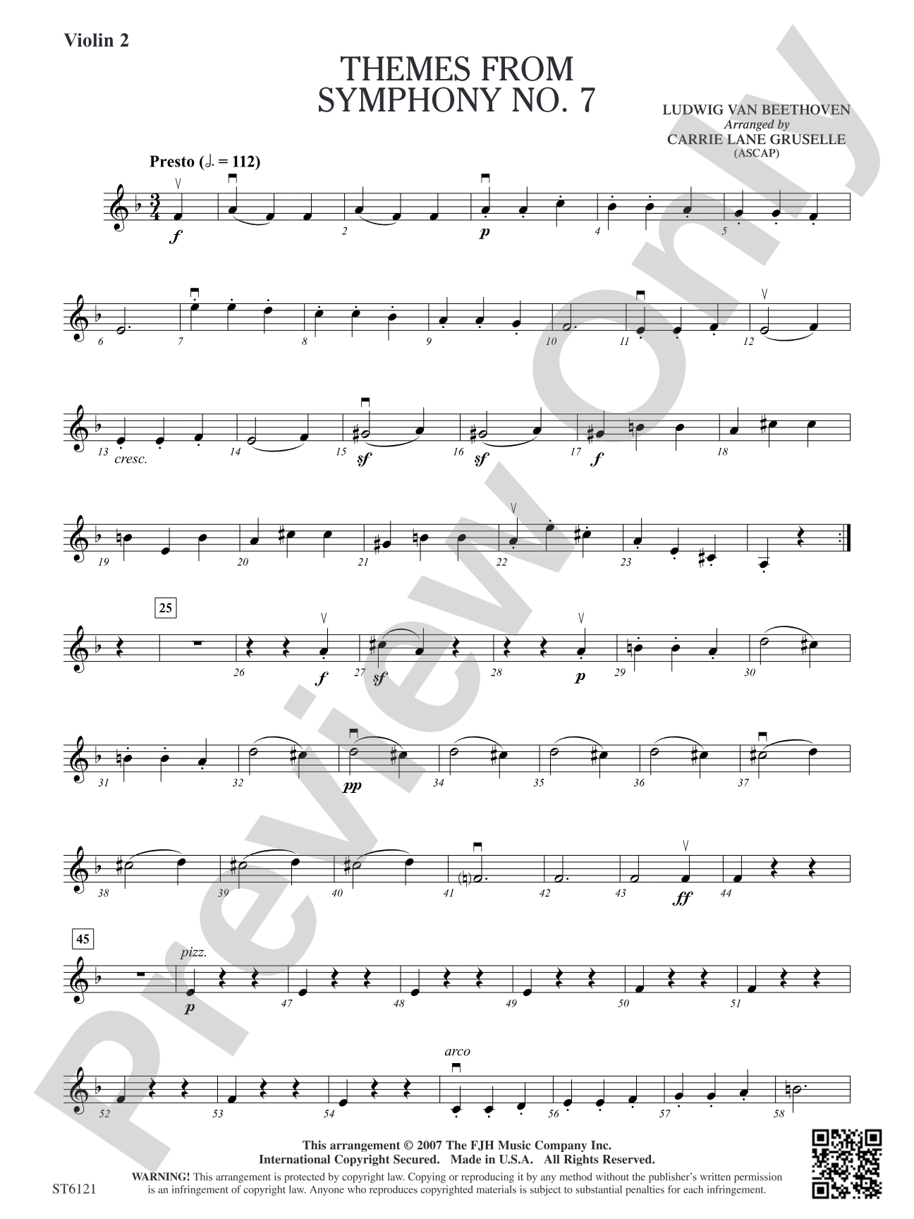 Themes from Symphony No. 7: Violin 2