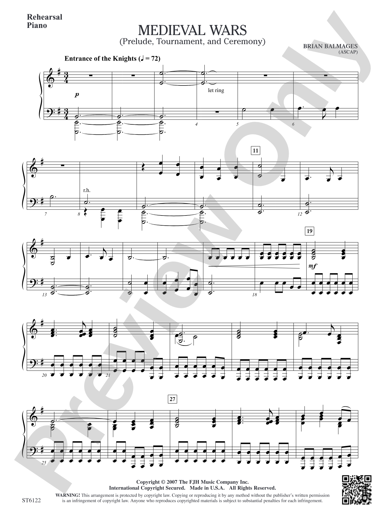Medieval Wars (Prelude, Tournament, and Ceremony): Rehearsal Piano