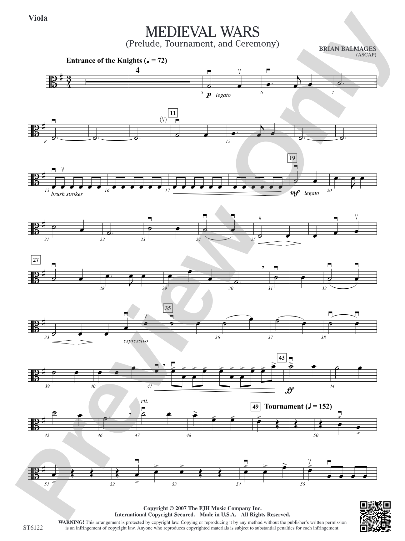 Medieval Wars (Prelude, Tournament, and Ceremony): Viola