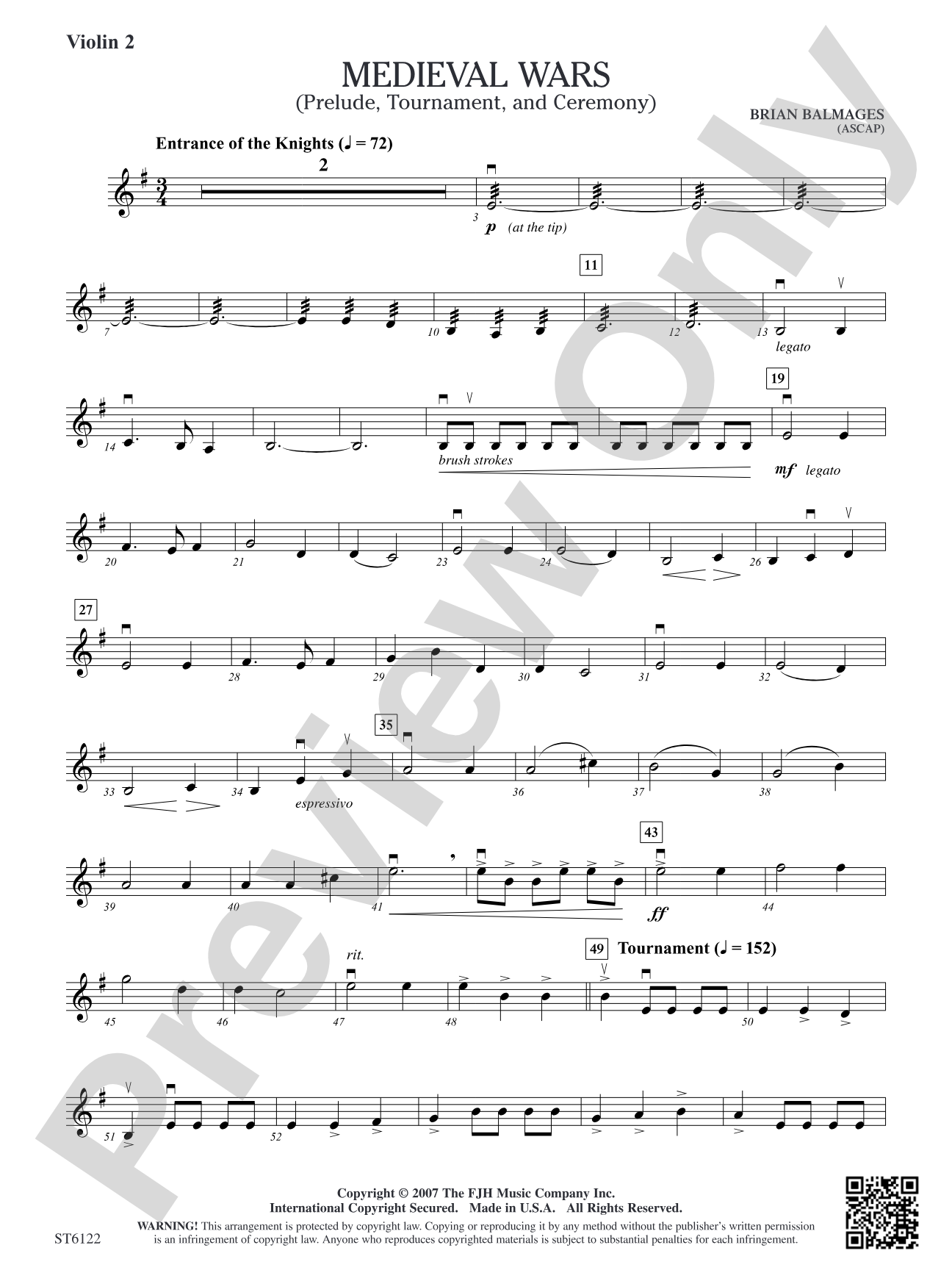 Medieval Wars (Prelude, Tournament, and Ceremony): Violin 2