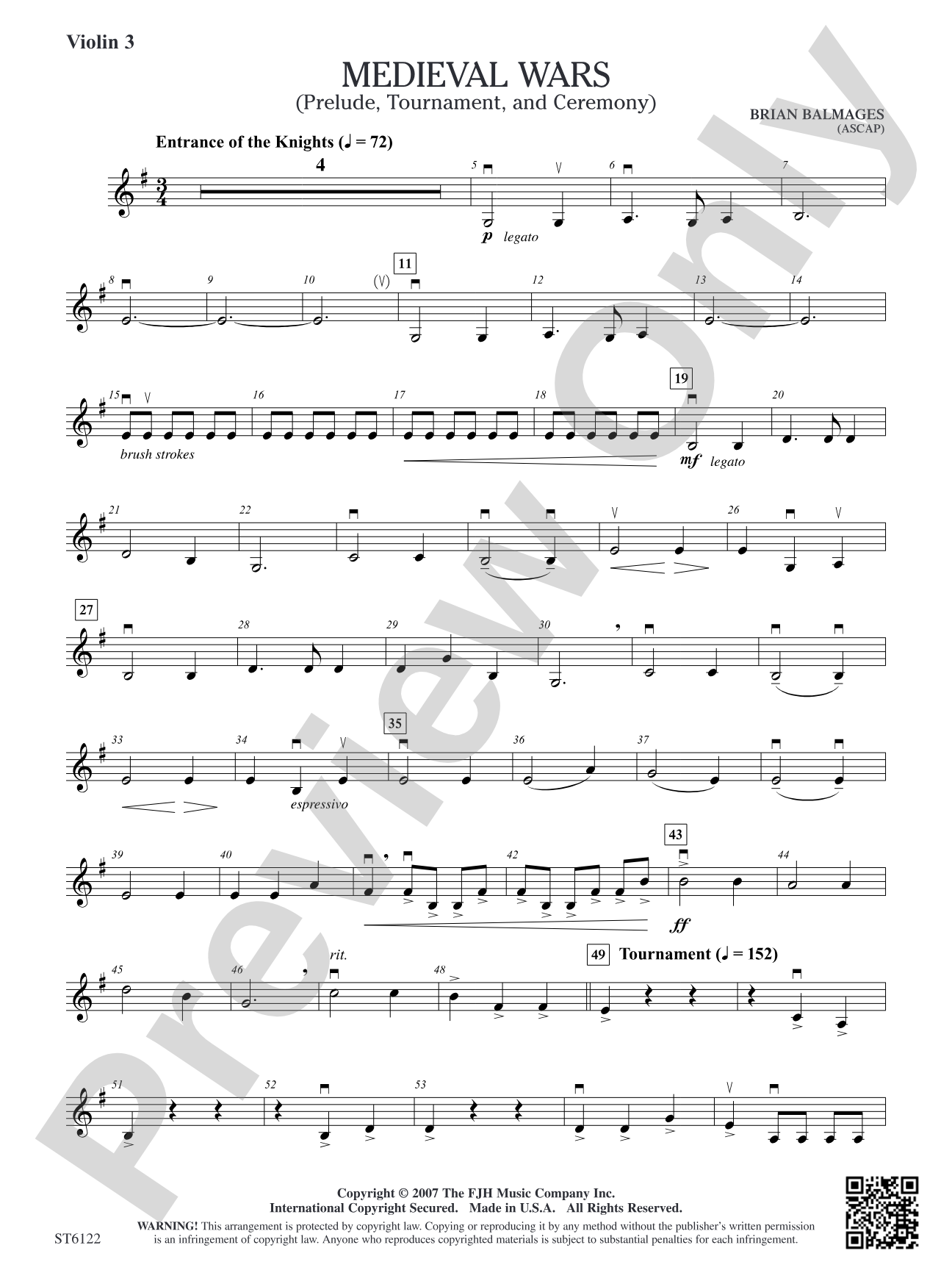 Medieval Wars (Prelude, Tournament, and Ceremony): Violin 3 (Viola T.C.)