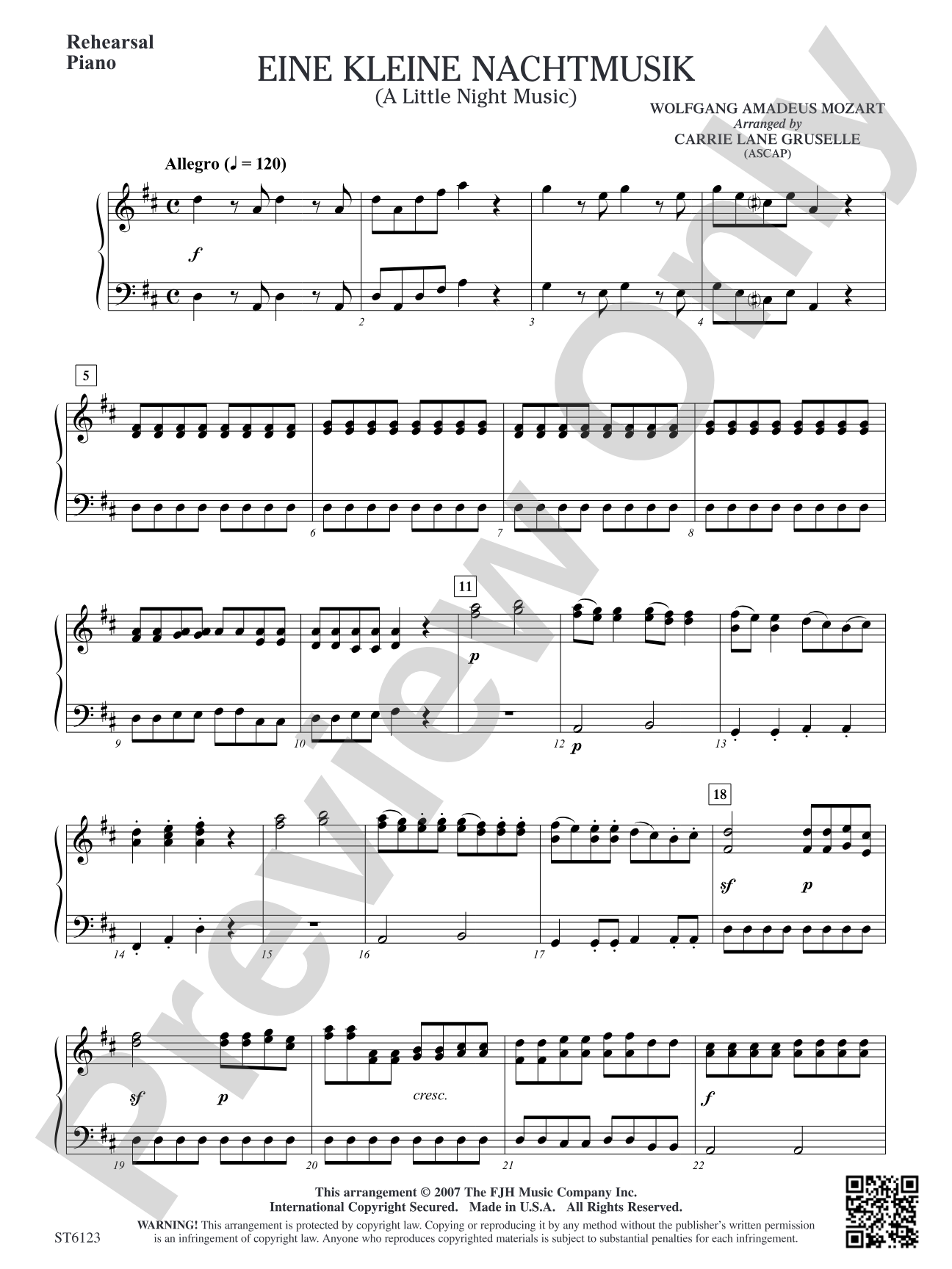 Eine Kleine Nachtmusik (A Little Night Music): Rehearsal Piano