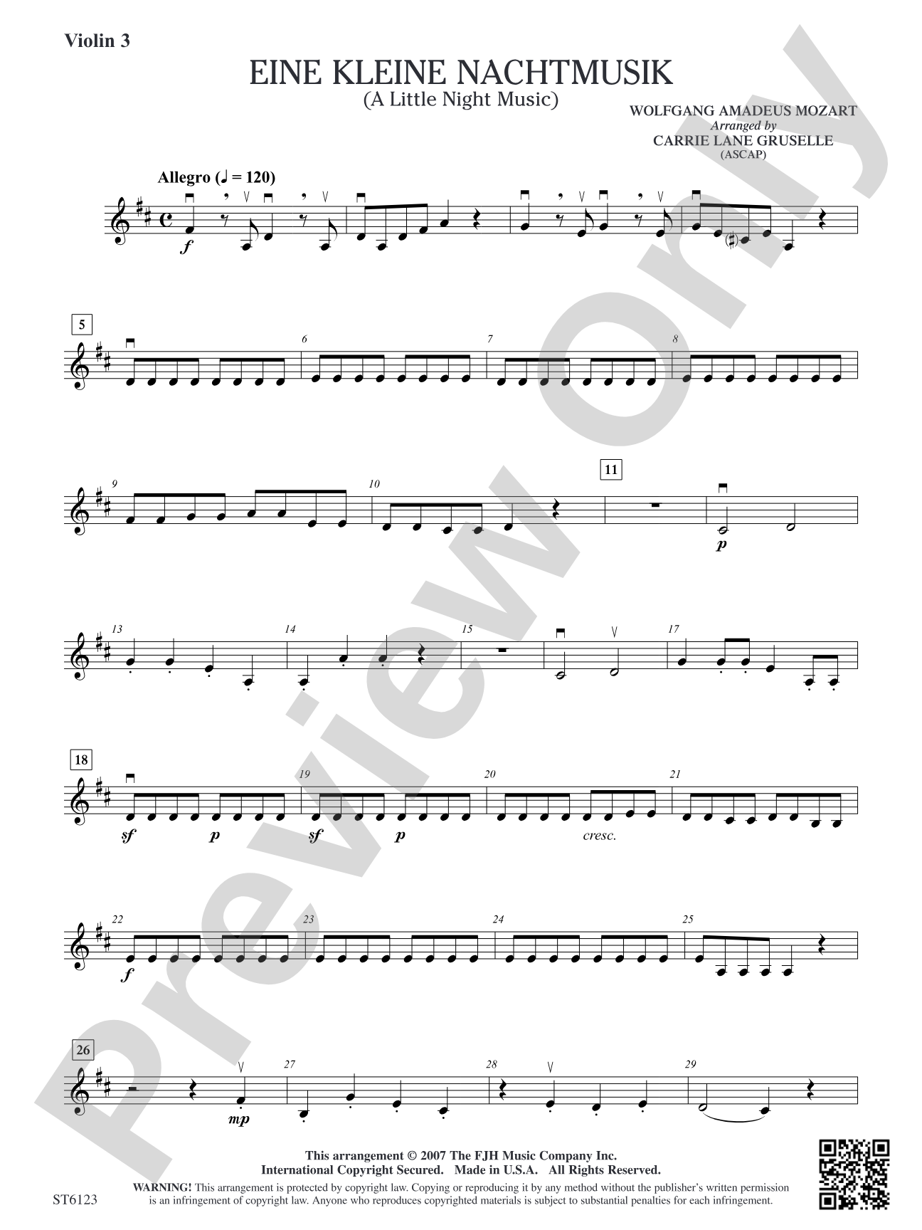 Eine Kleine Nachtmusik (A Little Night Music): Violin 3 (Viola T.C.)