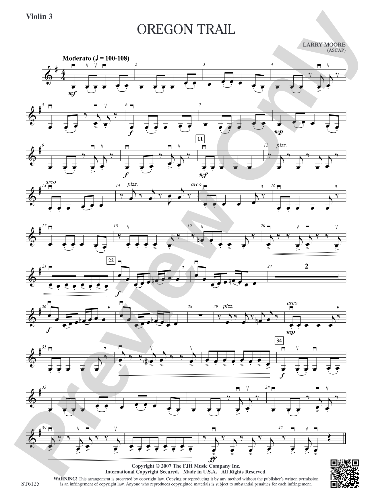 Oregon Trail: Violin 3 (Viola T.C.)
