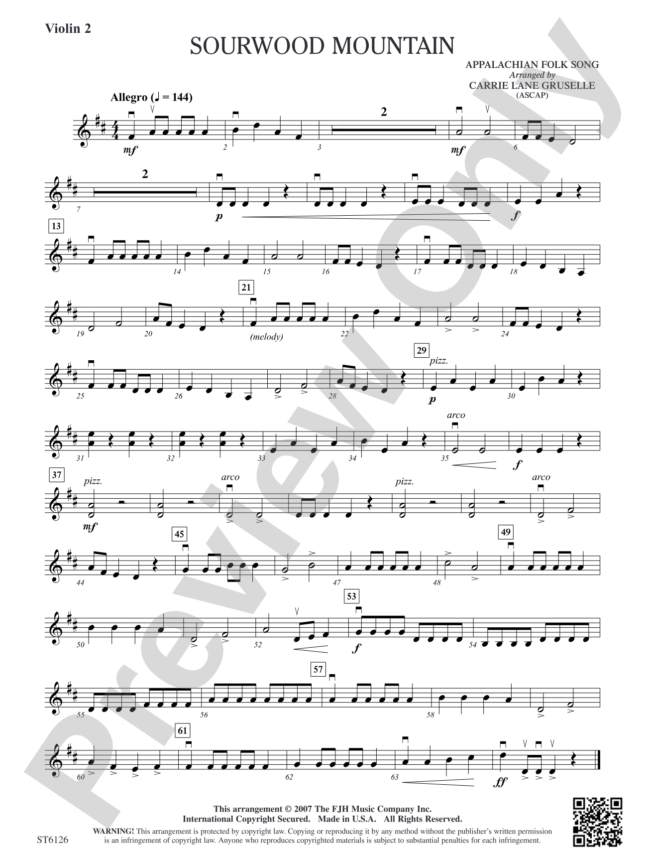 Sourwood Mountain: Violin 2 (Viola T.C.)