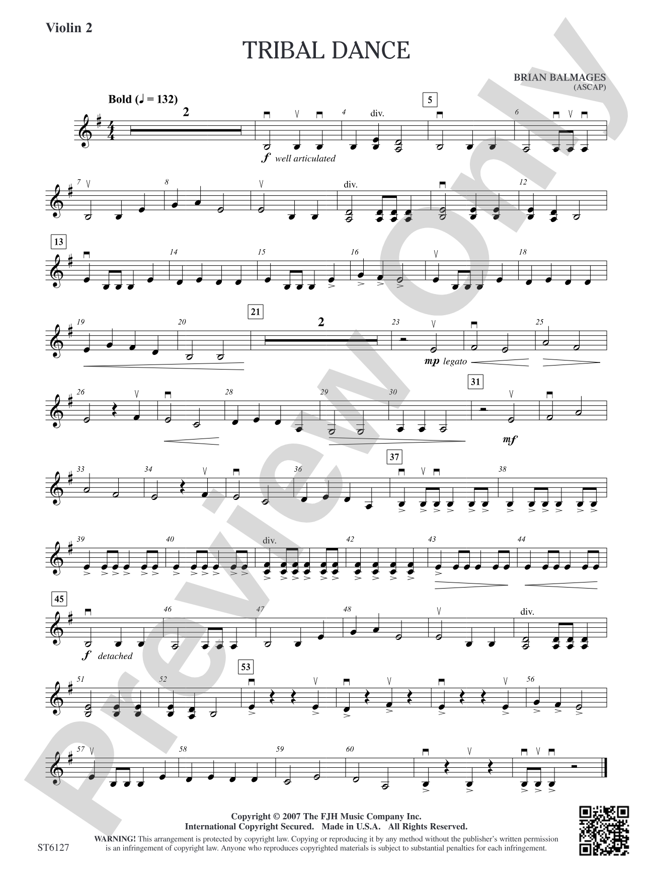 Tribal Dance: Violin 2 (Viola T.C.)