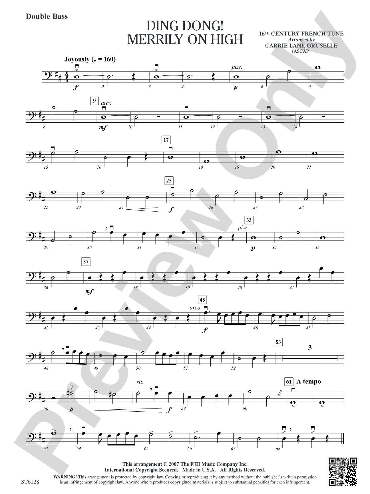 Ding Dong! Merrily on High: Double Bass