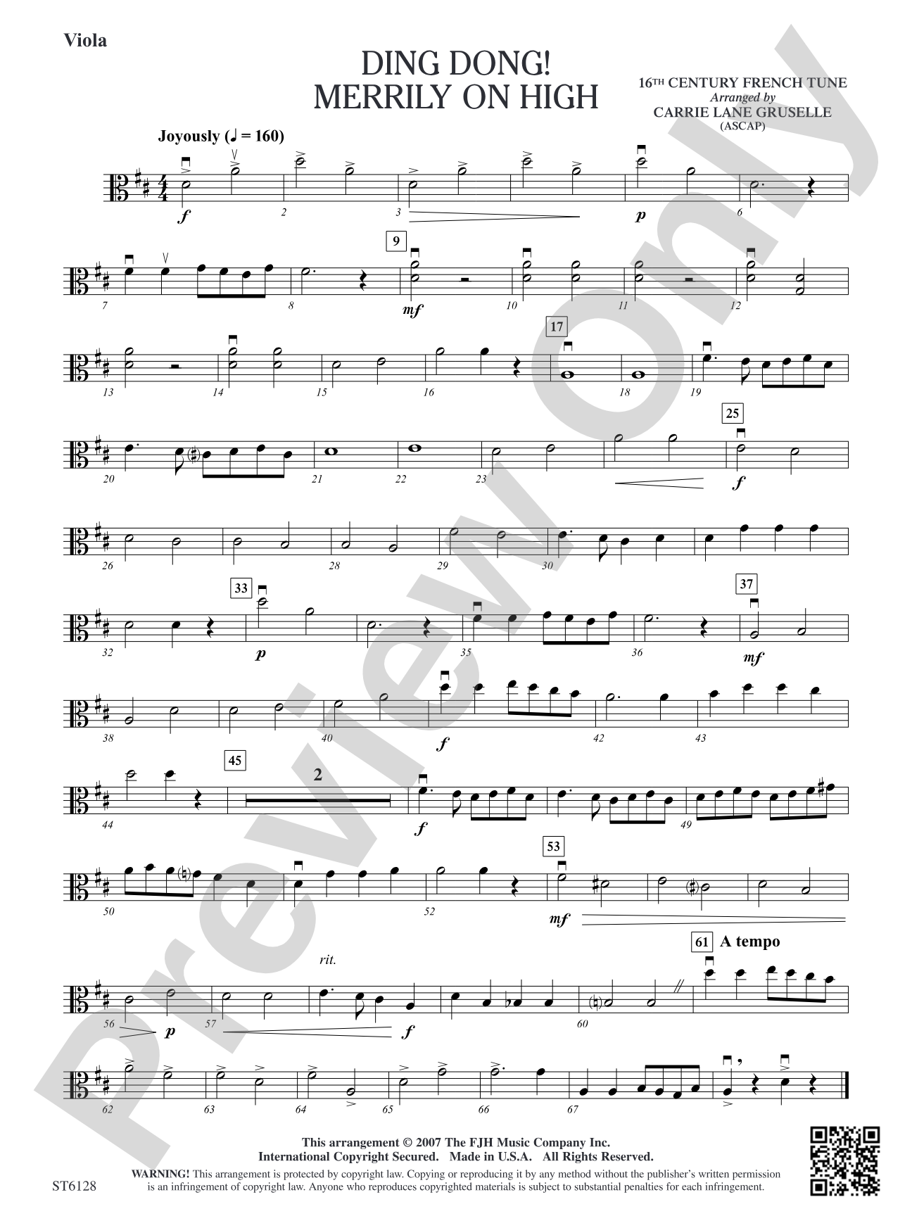 Ding Dong! Merrily on High: Viola